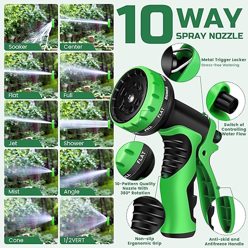 Miniatura 7 de Manguera de jardín de 25 pies, flexible, duradera, de 5 capas, TPV, sin torceduras, ligera, flexible, corta, híbrida, resistente, con accesorios de