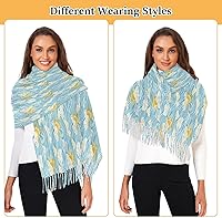 Vista 7 de bonita cachemira sentir invierno bufandas cálidas para navidad retro cielo sol olas chalinas para mujer de frio