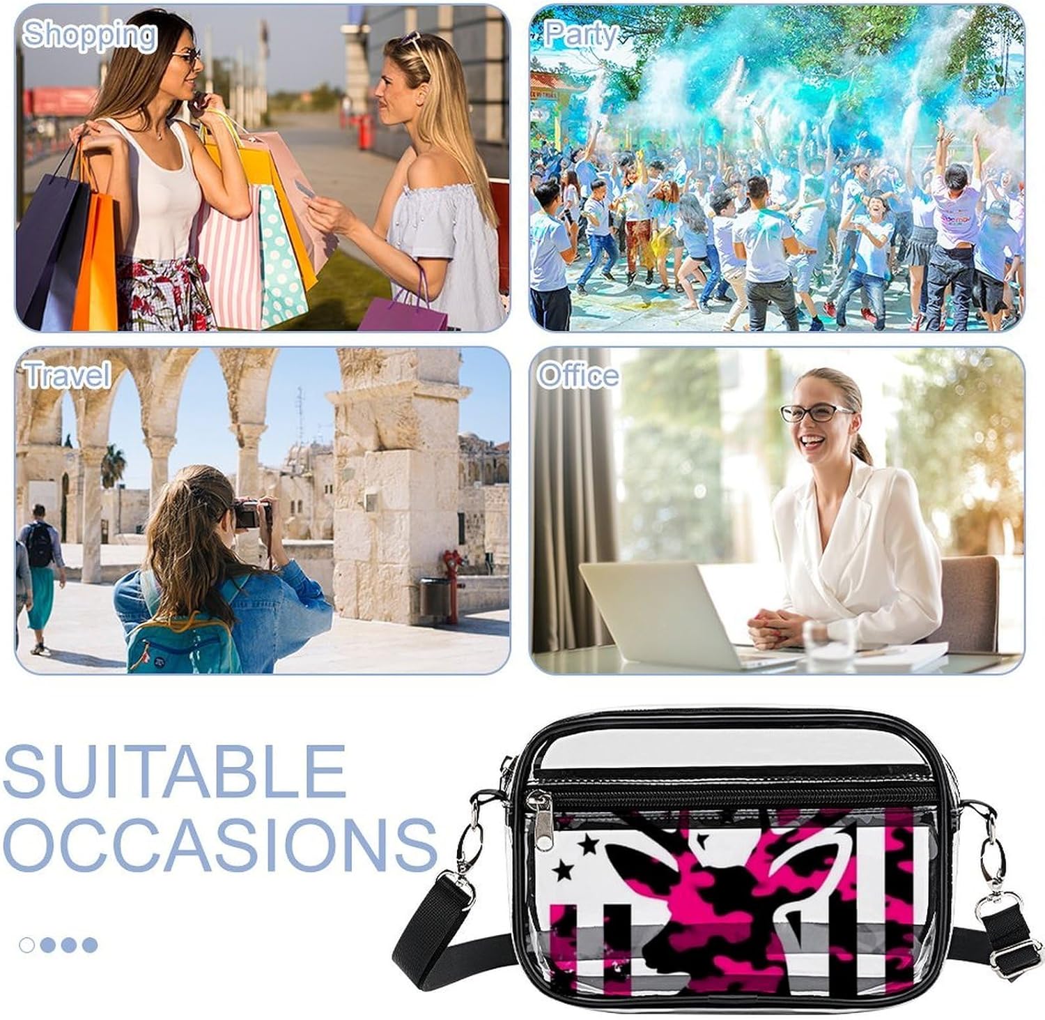 Men's Transparent Crossbody Bag Fashion Shoulder Bag With Adjustable Strap - Image 5