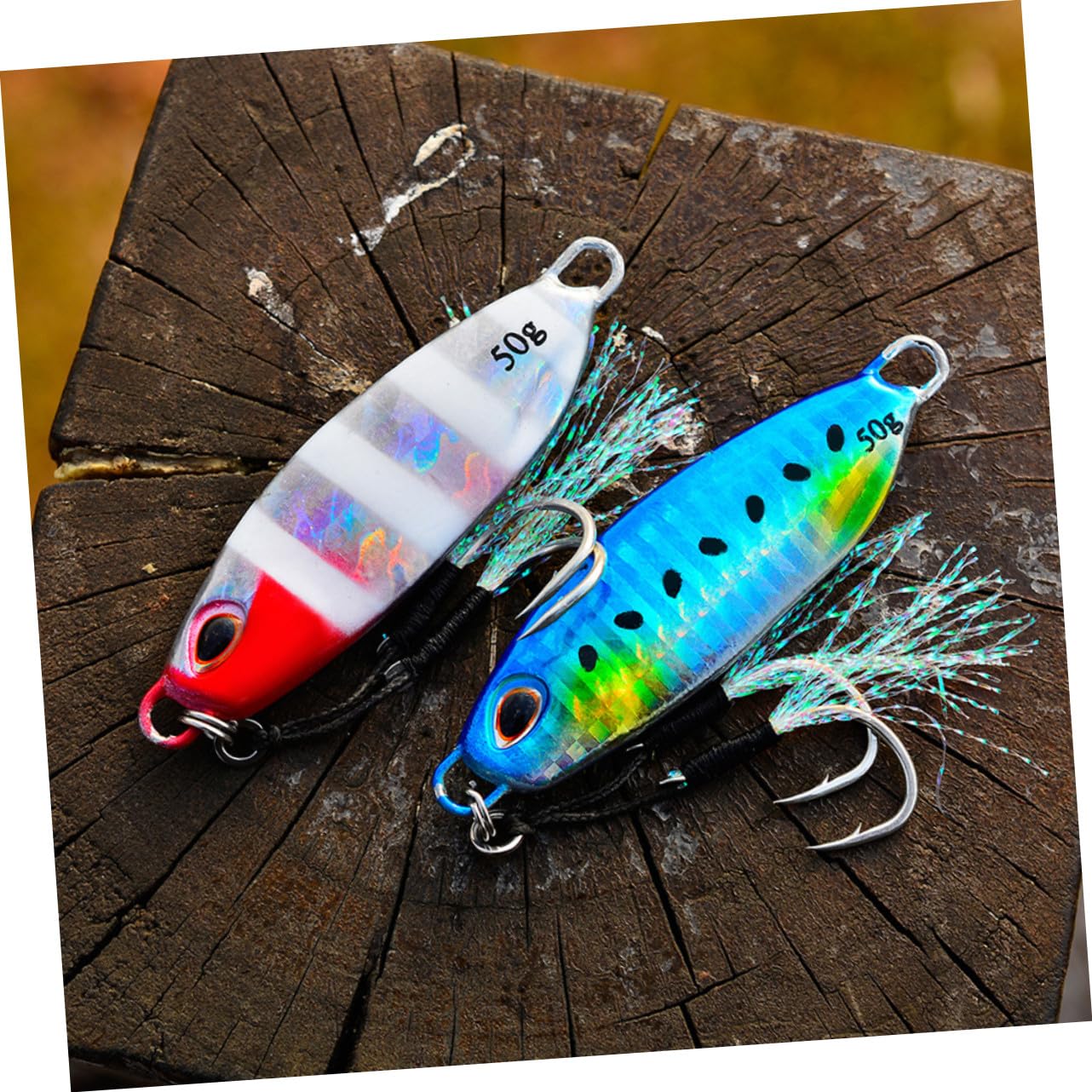 WOONEKY 5 Piezas de Señuelos de Pesca Spinning Forma de Pez Cebo de Pesca Falso Metálico Reflectante y Resistente al Desgaste