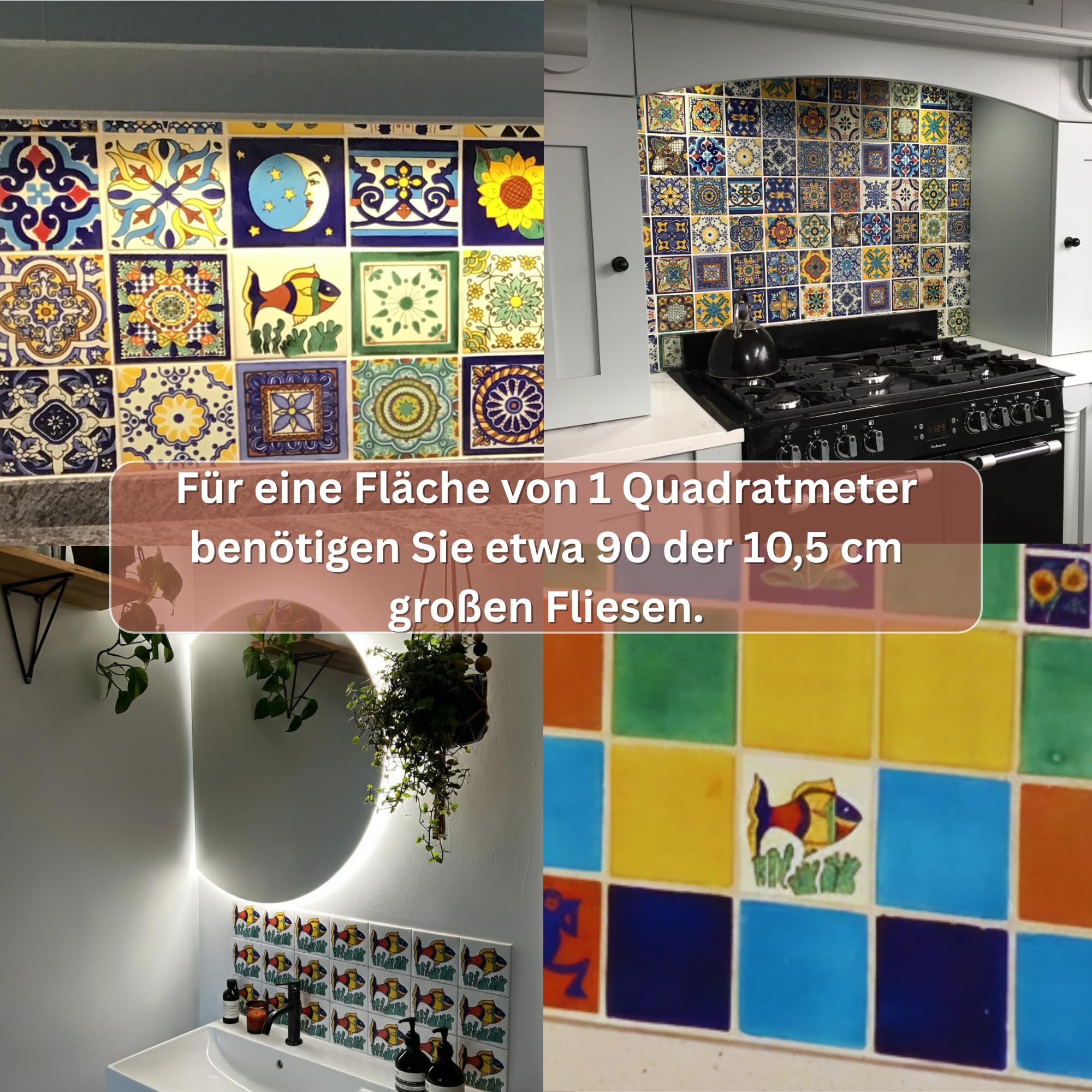Tumia LAC Handgefertigte Mexikanische Talavera Fliesen Authentischer Stil Felix Keramikfliesen für Kunsthandwerk, Küchenrückwand, Wandfliesen und Heimwerker Projekte