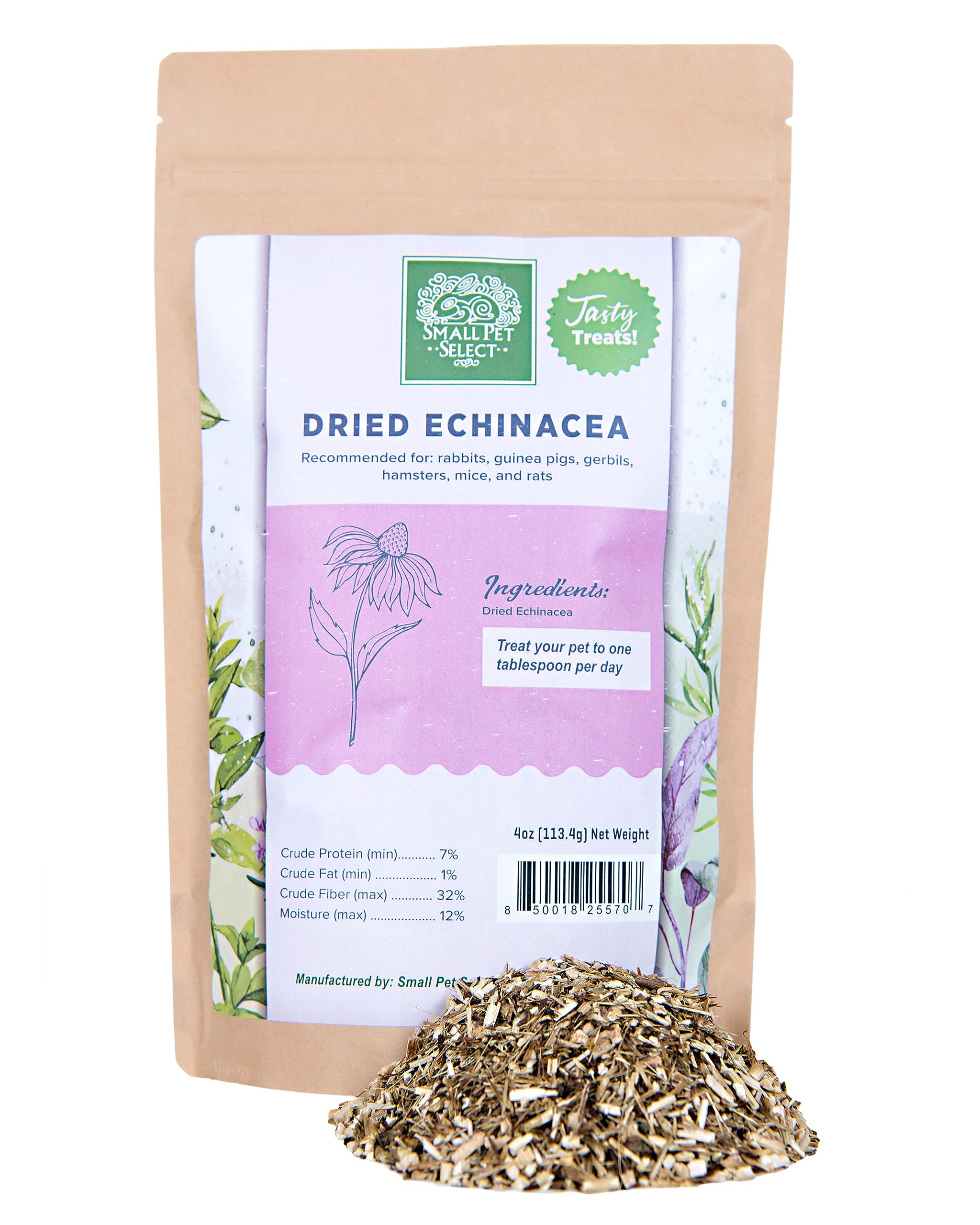 SMALL PET SELECTEchinacea – 100% Natural Herbal Treat for Rabbits, Guinea Pigs & Other Small Pets – Premium Dried Flower Boost for Immune Support & Enrichment – 56g Resealable Pouch