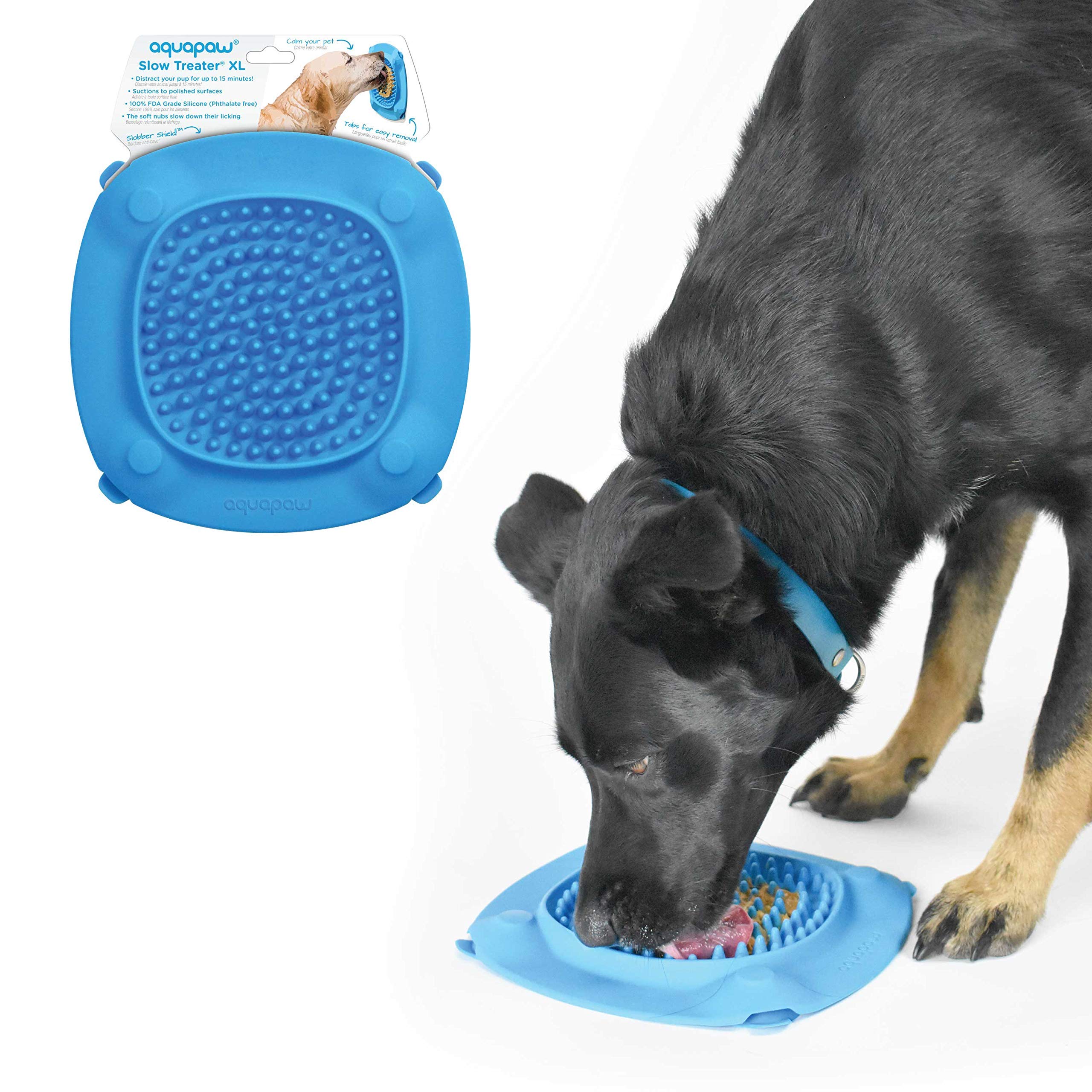 AquapawSlow Treater XL Treat-Dispensing Lick Mat for Large Dogs – Suctions to The Wall or Floor for Pet Bathing, Grooming and Training