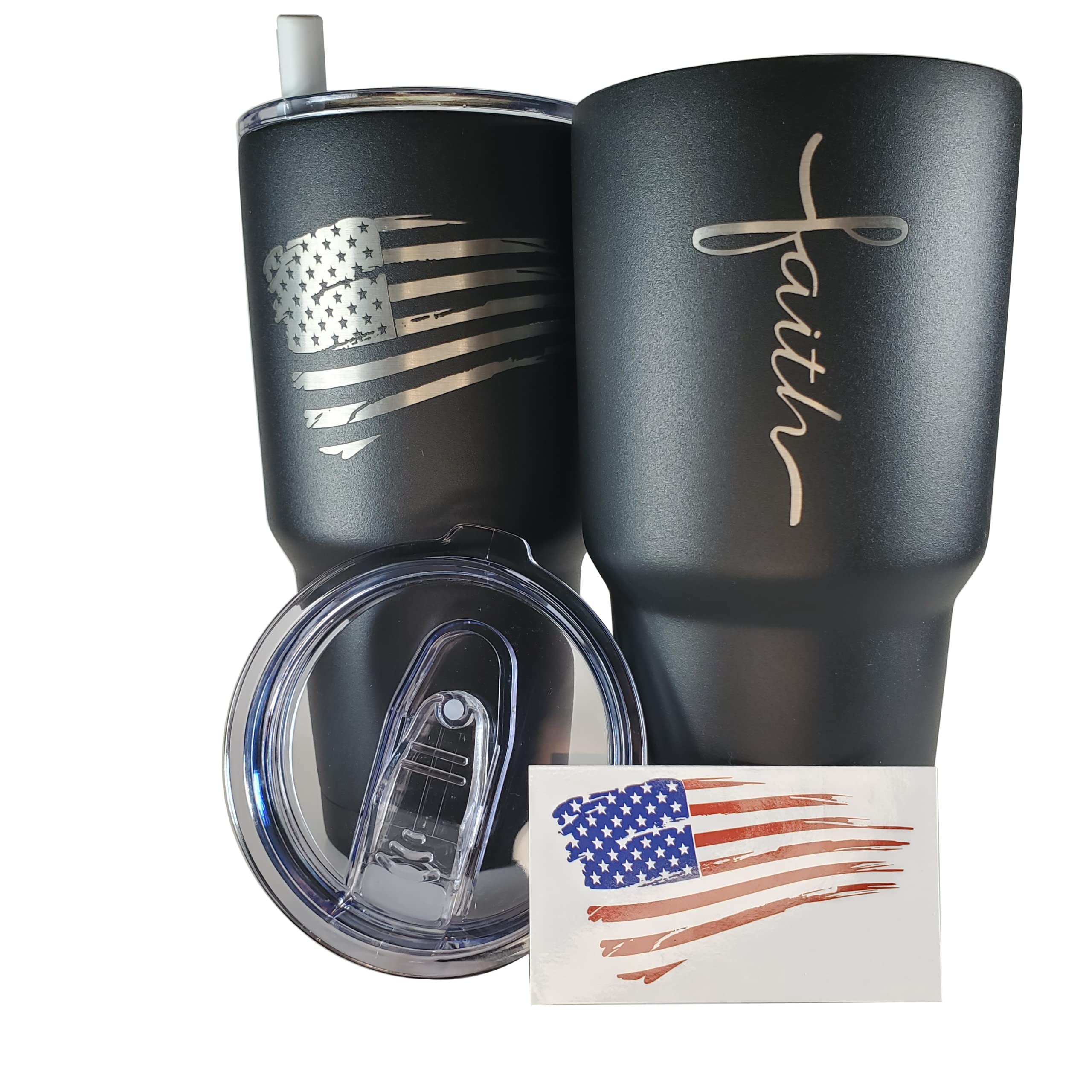 Flaskimo Faith Cross 30oz Patriotic Tumbler