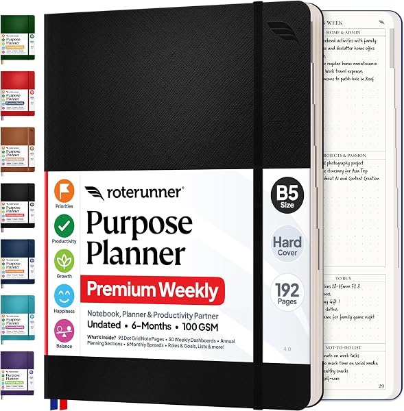 Purpose Planner Notebook B5 7.5”x9.8” Undated 2026 Daily Weekly and Monthly…