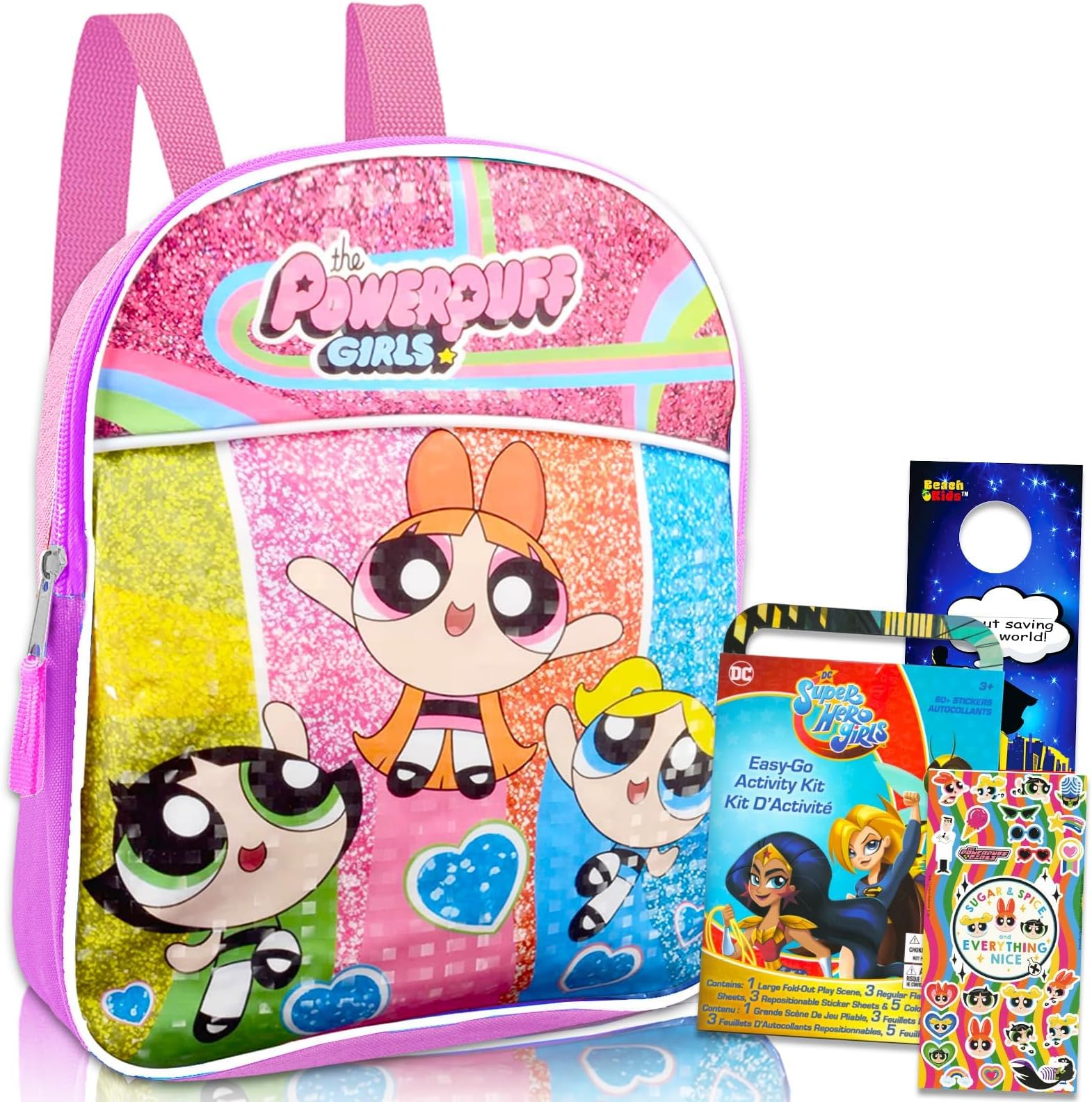 Powerpuff Girls Mini School Backpack ~ 3 Pc Bundle with 11" Bag for Toddlers, Kids with Stickers and More | Powerpuff Girls School Supplies