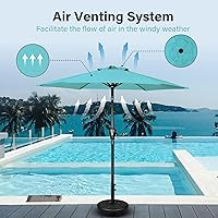 Vista 6 de Simple Deluxe - Paraguas de 9 pies para patio al aire libre, mesa de mercado, para jardín con botón de inclinación y manivela