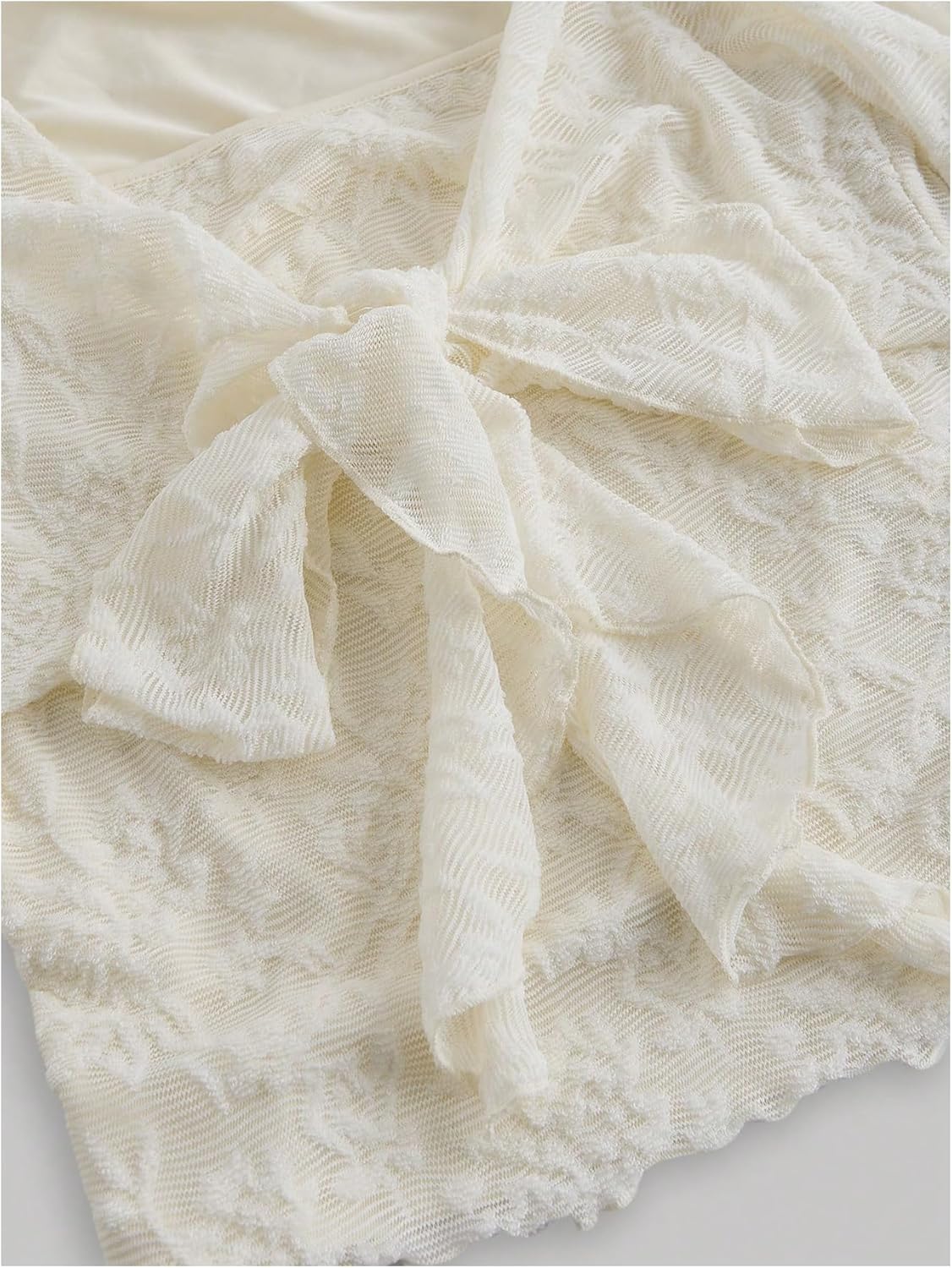 GORGLITTER Women's Mesh Bell Sleeve Tie Front Tops Dressy Casual Fall Long Sleeve Going Out Rave Festival Old Money Top - Image 3