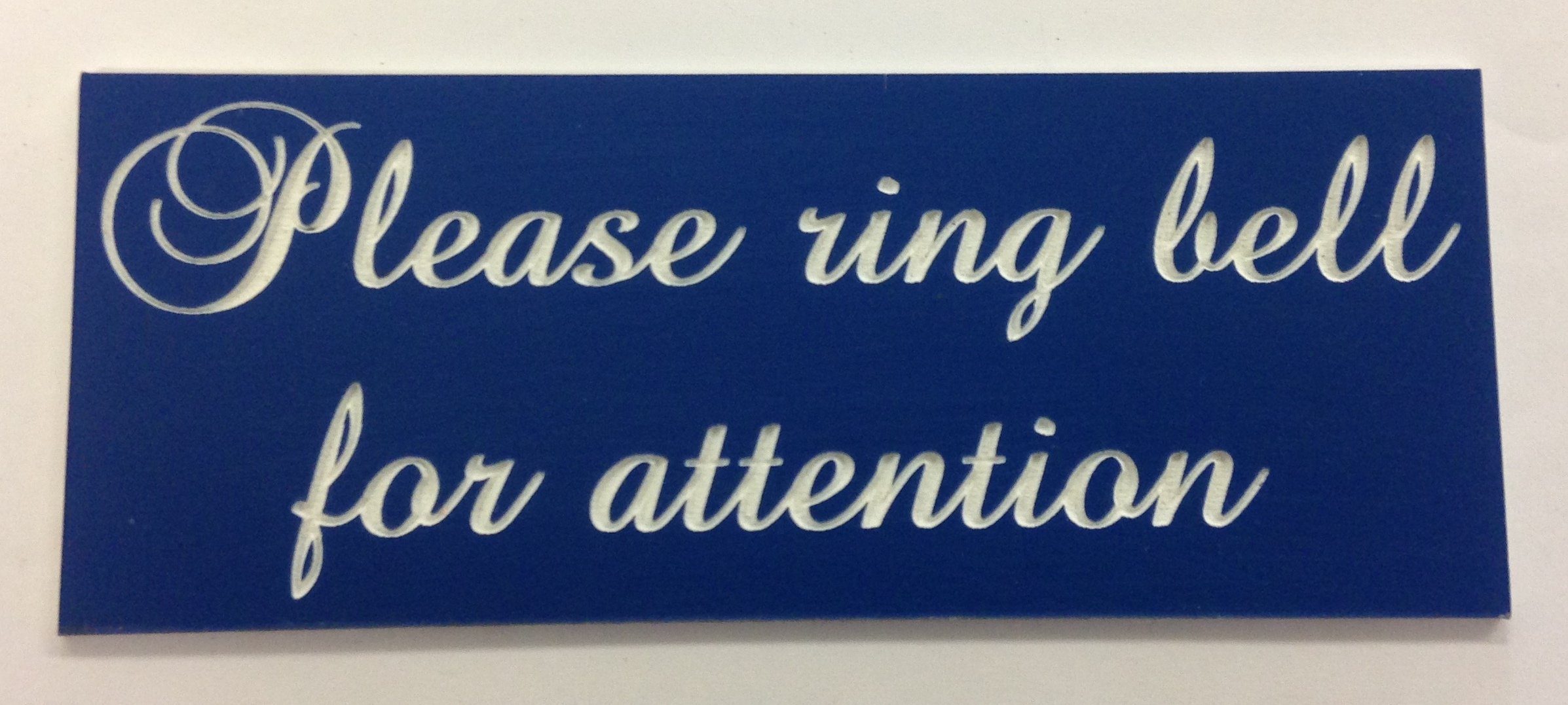 Fsss Ltd Blue Please Ring Bell For Attention Engraved Acrylic Sign 115X40mm Business Home (Blue)