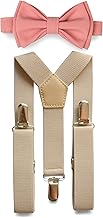 Tan Suspenders & Bow Tie Set for Baby Toddler Boy Teen Men