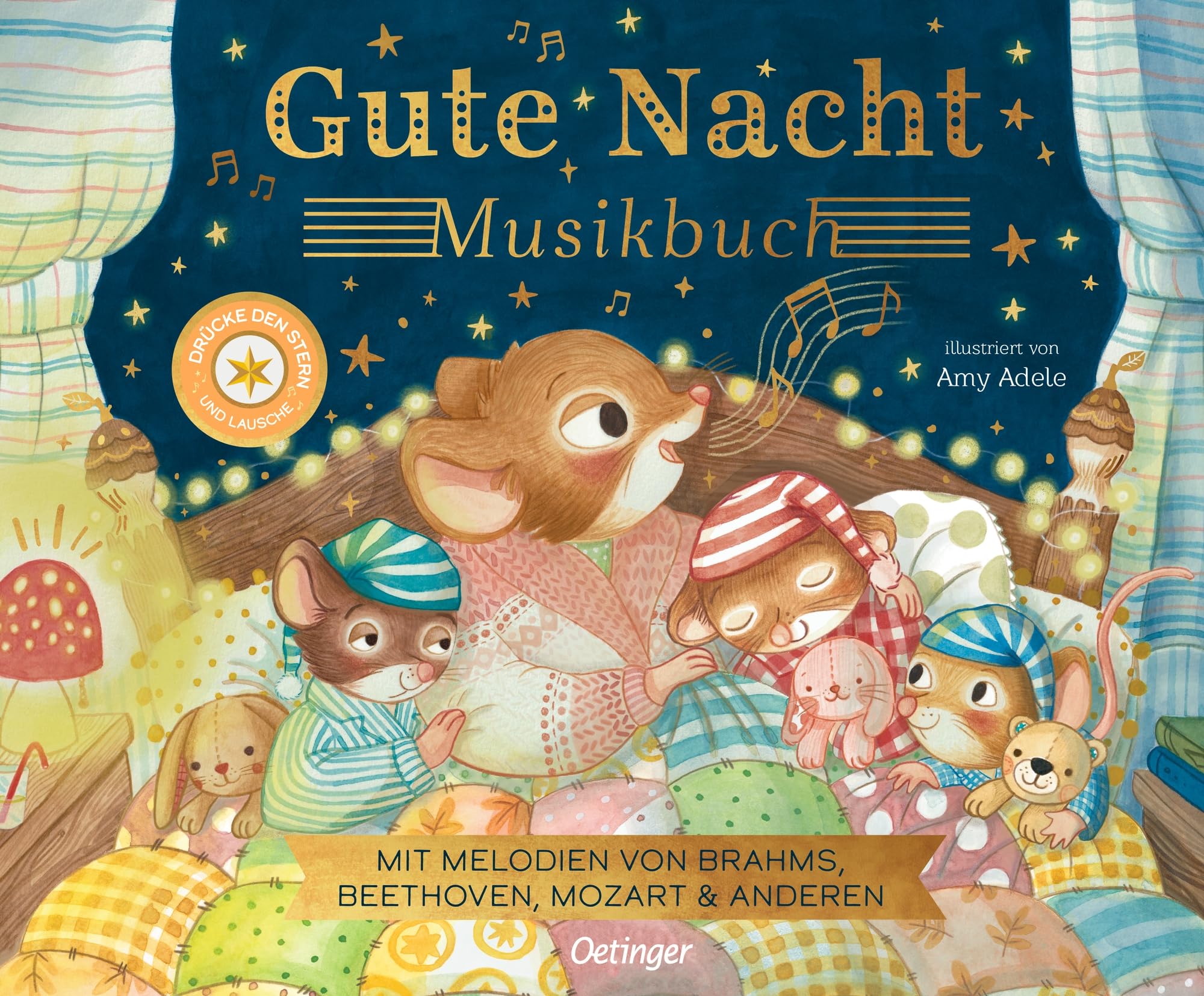 Gute Nacht - Musikbuch: Mit Melodien von Brahms, Beethoven, Mozart & anderen | Hochwertiges Soundbuch mit 8 klassischen Musikstücken zum Einschlafen für Kinder ab 2 Jahren (Mein Musik-Bilderbuch)