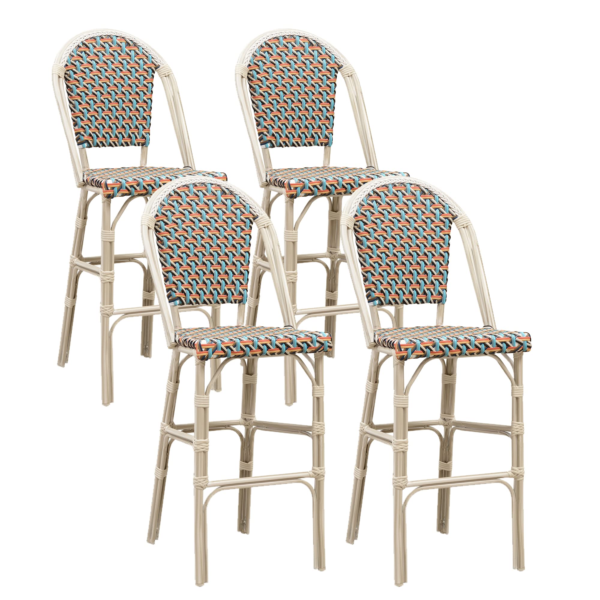 Bar Stools PURPLE LEAF French Bar Height Bamboo Print Finish