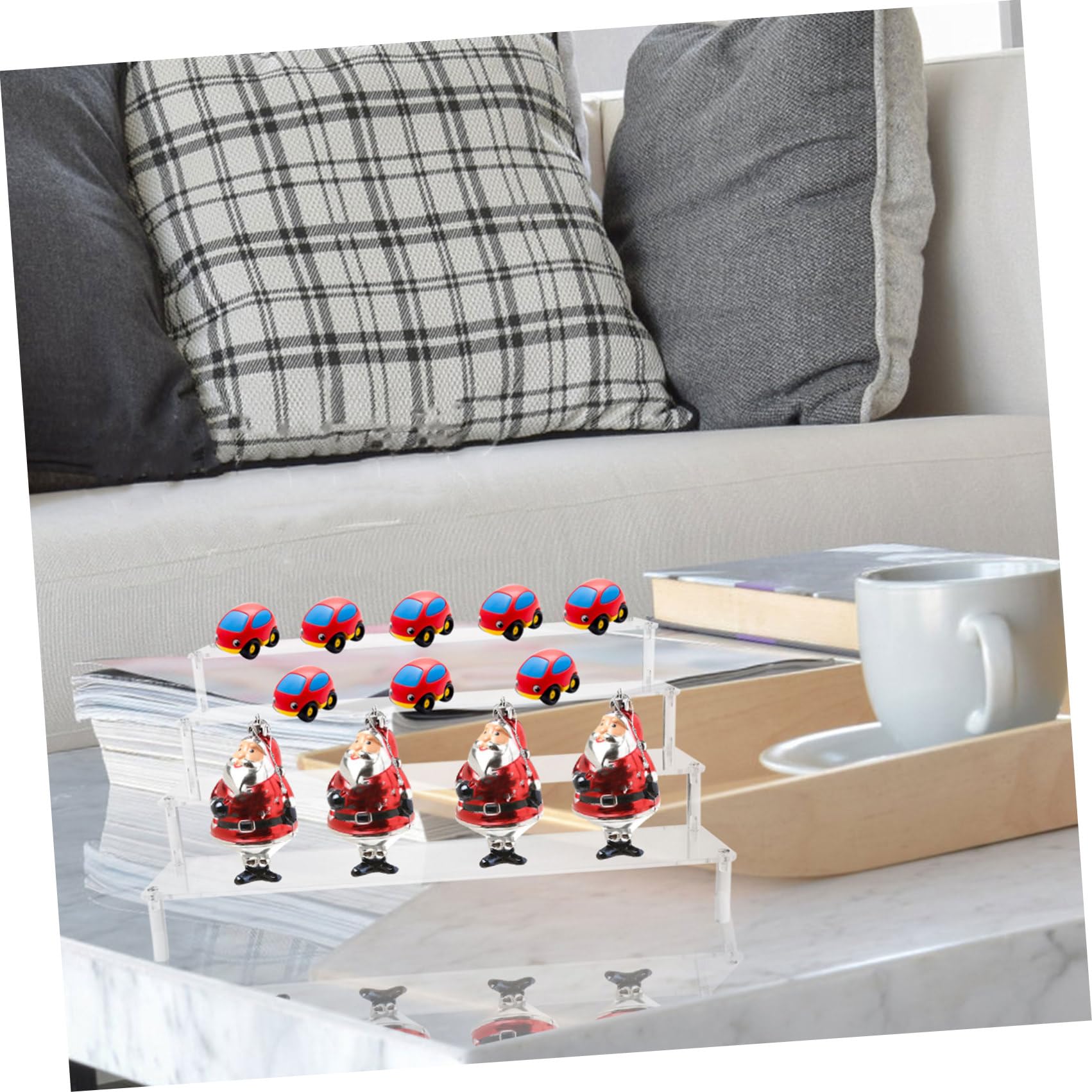 BESTYASH Transparenter Stufenständer Lagig Vielseitiger Cupcake und Duftstoff Organizer Stabiler Modell und Präsentationsständer Aufbewahrungsregal für Kosmetik und