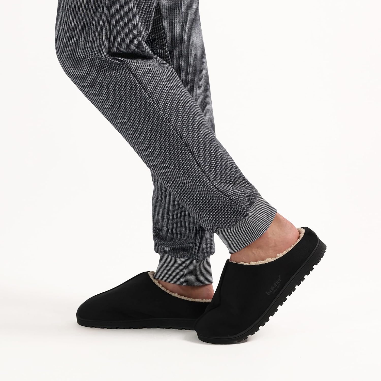 isotoner mens Indoor/Outdoor Sherpa Lined Slip-on Rory Microsuede Slippers With Memory Foam Comfort - Image 3