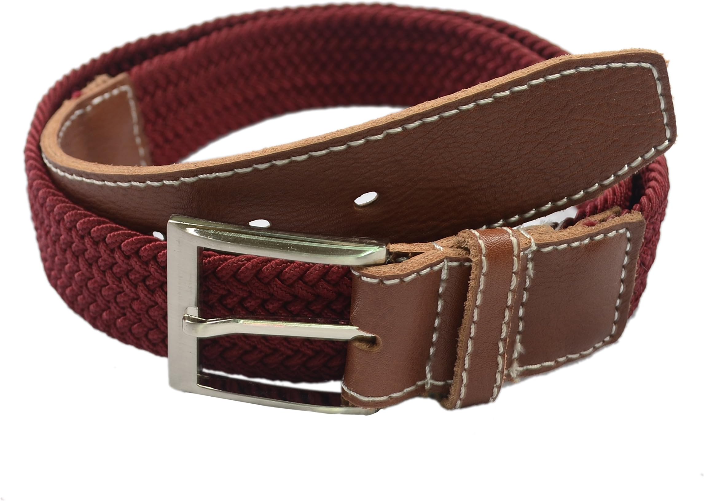 Yimanda Genuine Leather Woven Multi Elastic Belt - Durable Leather with Casual Elastic Belt, Fit for Men Jean,dress Pants and More Trousers