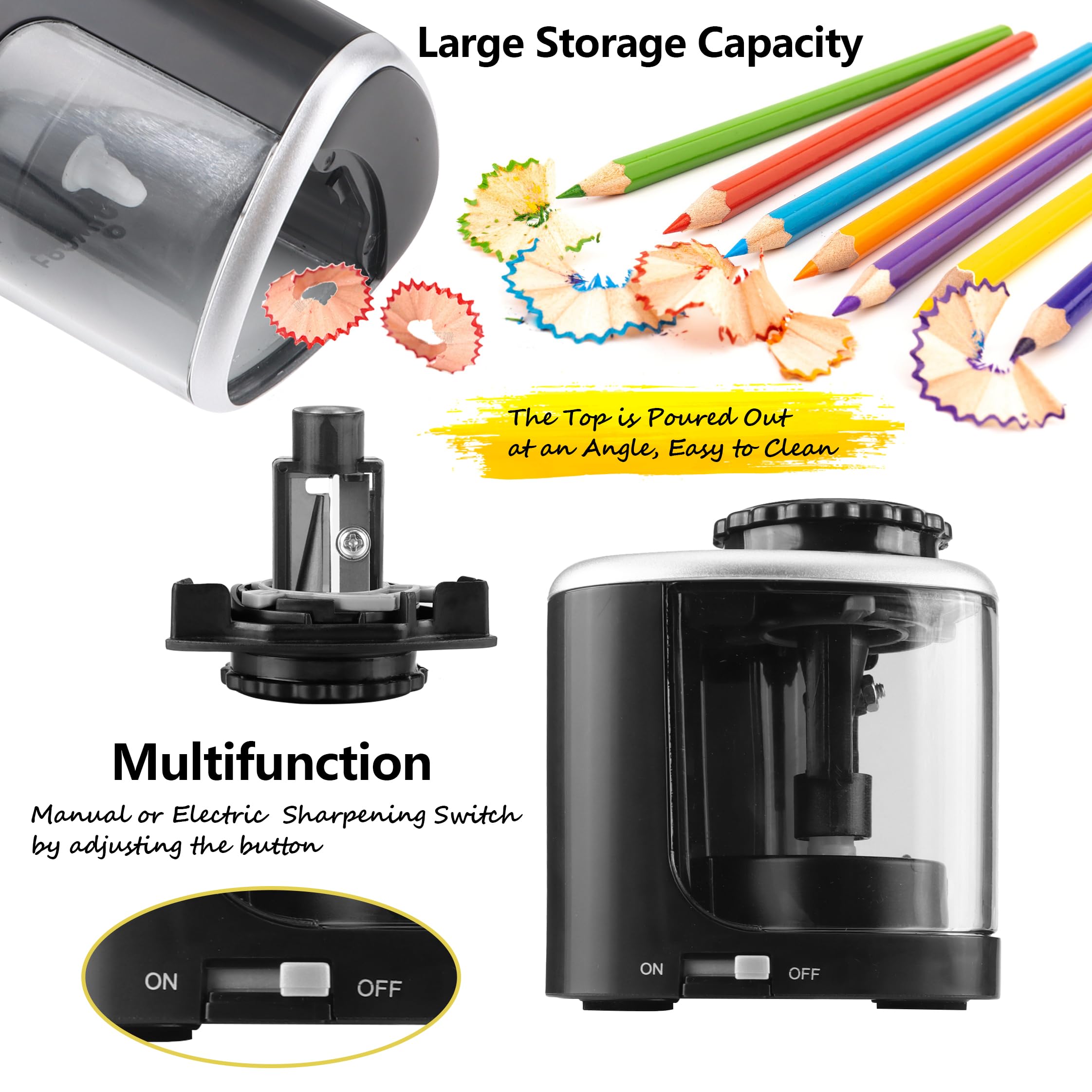 Temperamatite Elettrico USB/Batterie Per Matite 6-12mm - Automatico Con Contenitore, Ideale Per Bambini Casa E Scuola