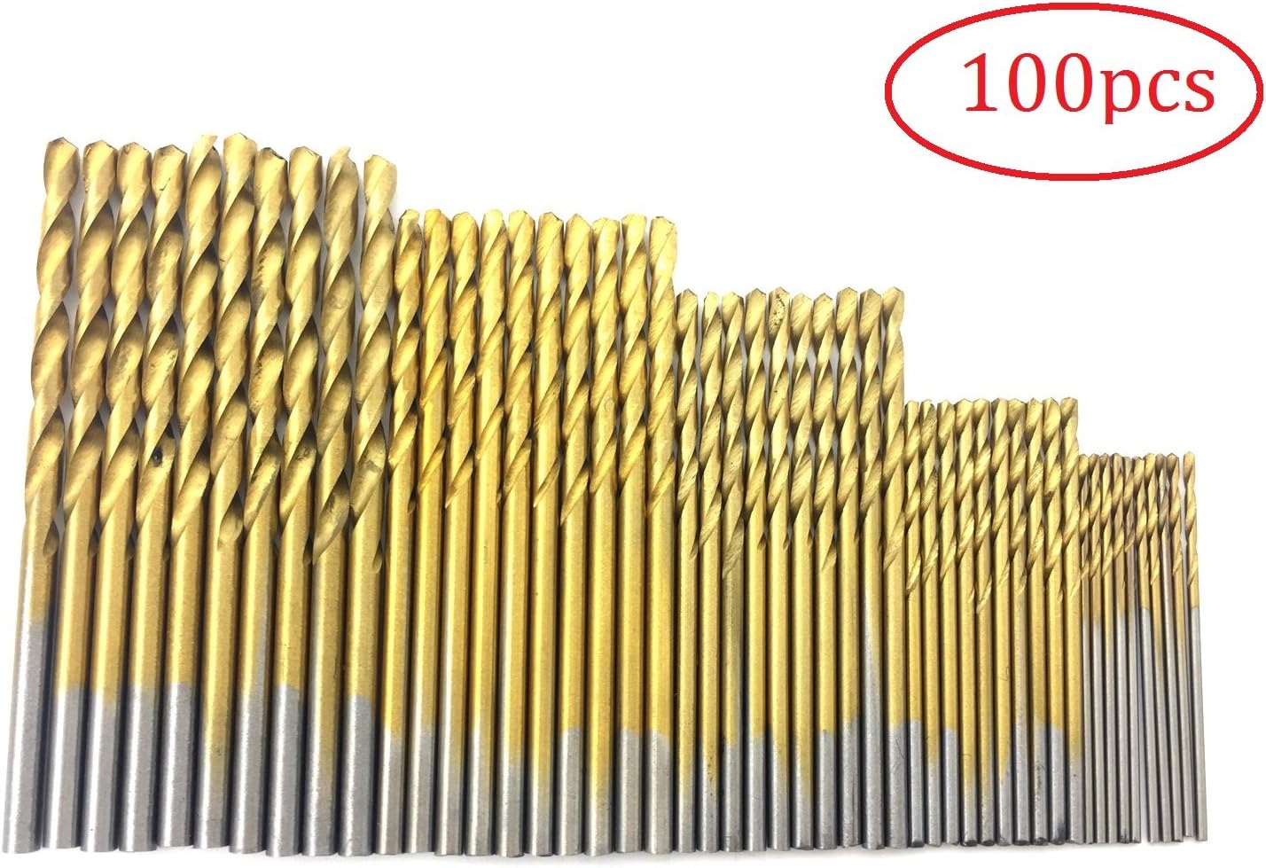 PANOVO 100pcs Twist Drill Bit Set, Titanium Coated High Speed Steel, Mini Drill Bit, Micro Precision 1/1.5/2/2.5/3mm, Perfect for Wood, Plastic, Steel and Aluminum Alloy