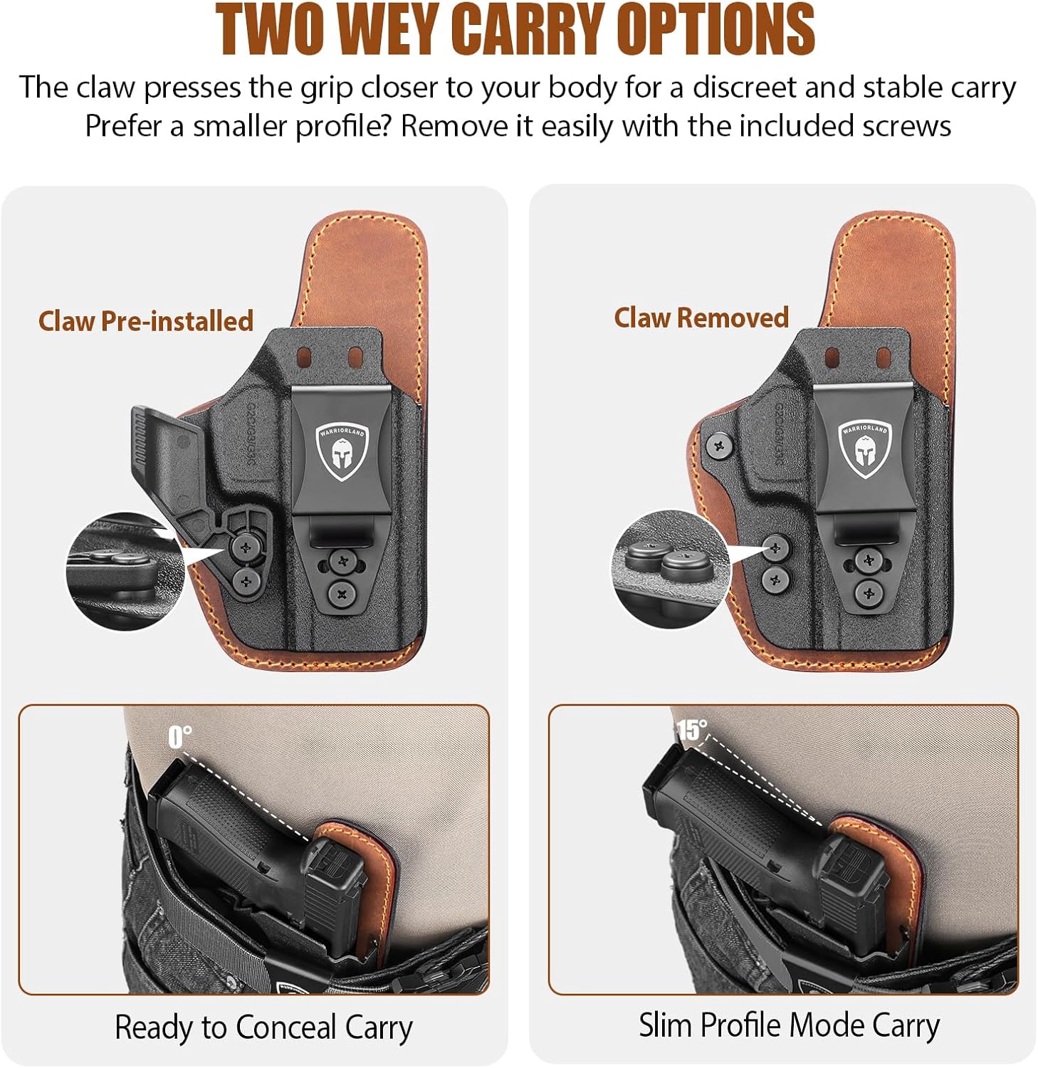WARRIORLAND IWB Hybrid Holster, Fits Taurus G2C / G3C / G3 / G2s / G3X & XL / PT111 G2 / PT140 G2 - Optics Ready, Concealed Carry Holster, Adj. Height &Cant &Retention | Ultimate Comfort | Right Hand
