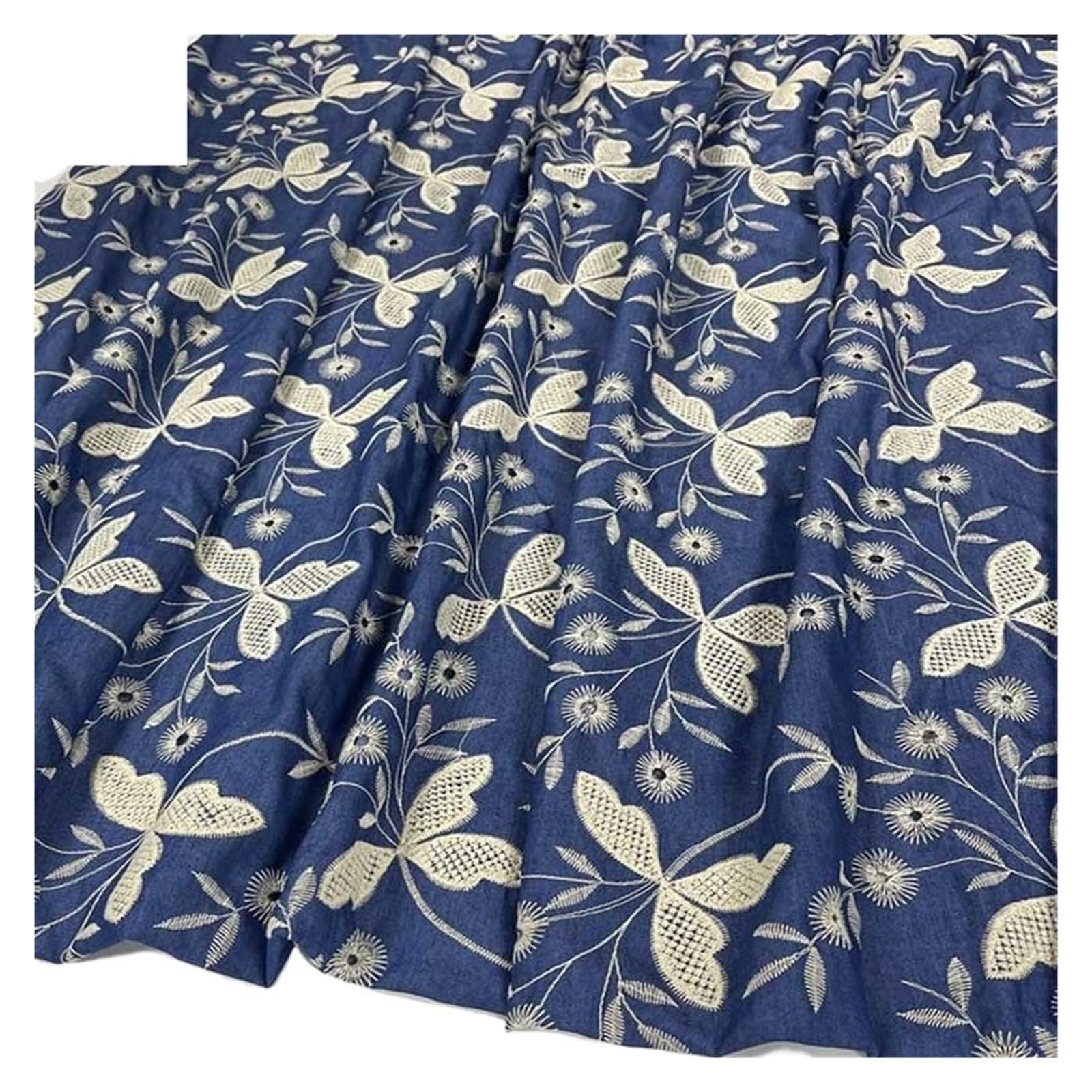 Summer Thin Embroidered Washed Denim Fabric for Dressmaking