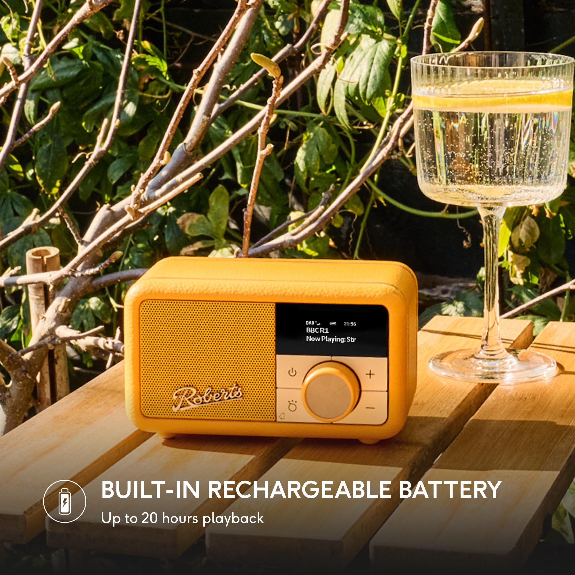 Roberts Revival PETITE2 - Radio Digital FM/Dab/Dab+ con Bluetooth, Color Amarillo Sunburst