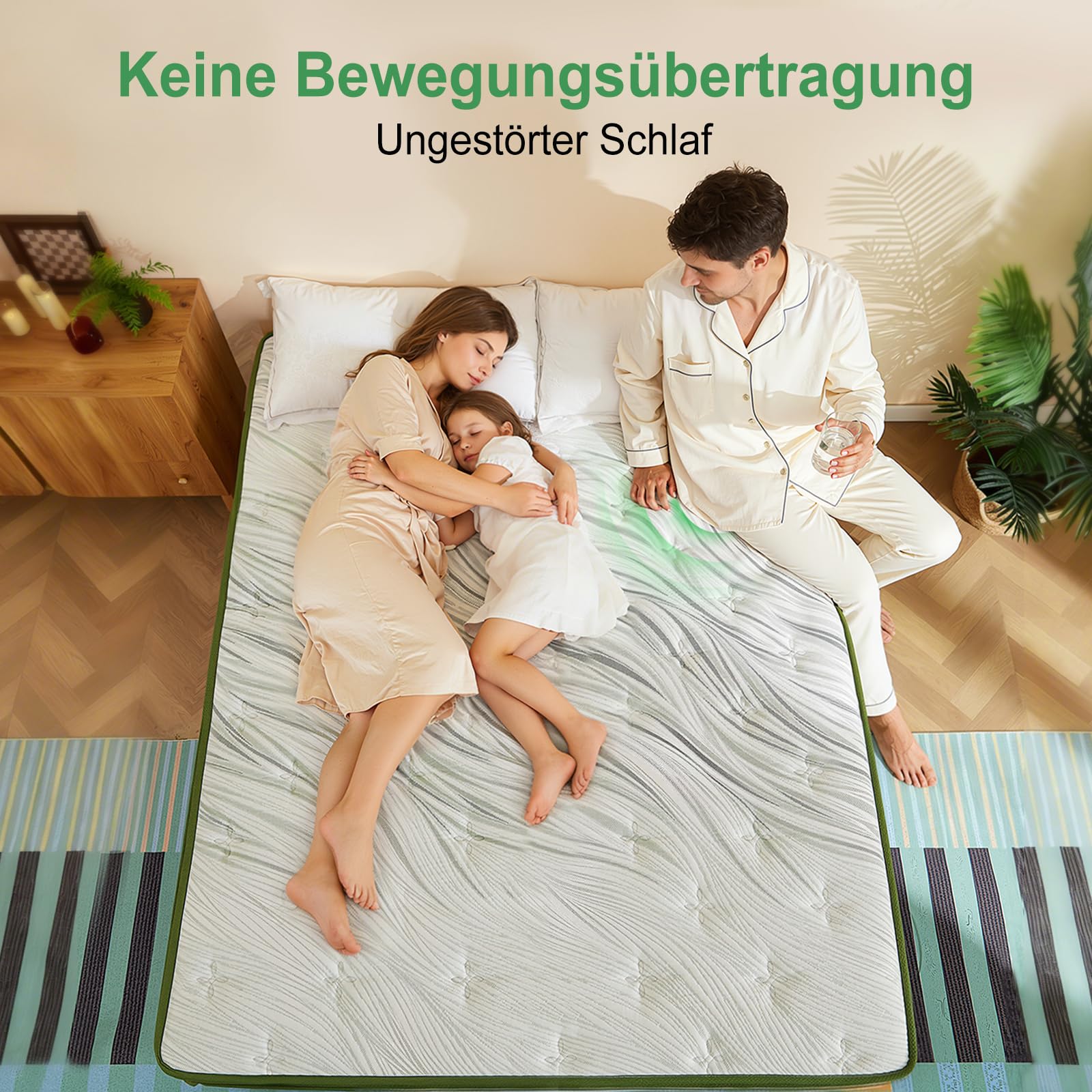 Hybrid-Matratze, 160x200 cm, 30.5 cm dick, H4 – 7 Zonen, Taschenfederkern & Memory-Schaum, ergonomische Unterstützung, Mi-Ferme, Liegeunabhängigkeit, Zertifiziert nach Öko-TEX & CertiPUR-US