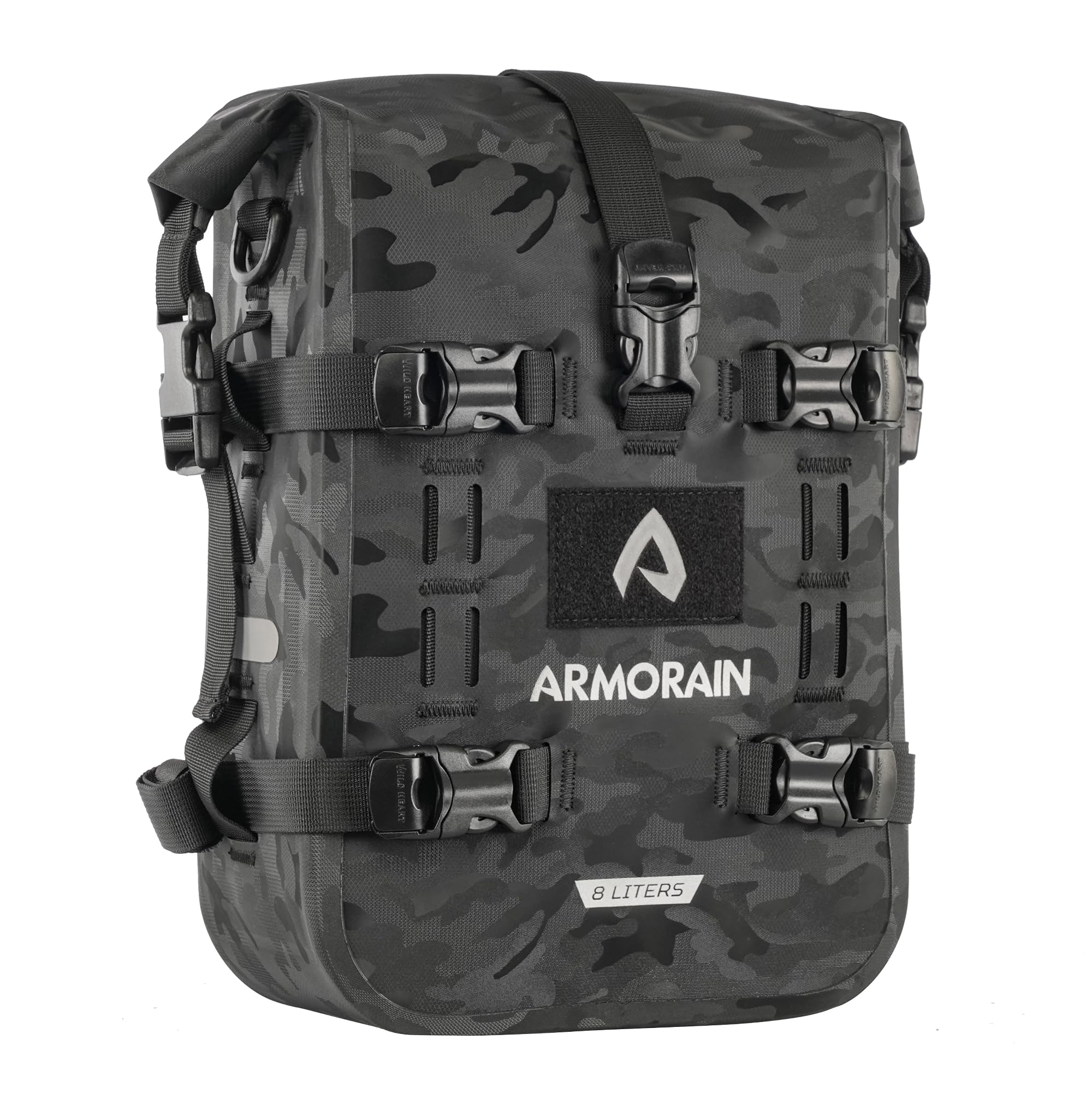 ARMORAIN バイク用クラッシュバーバッグ 防水 収納容量 6L/8L バンパーパック テールバッグ ユニバーサルモーターキット (8L Black Camo)