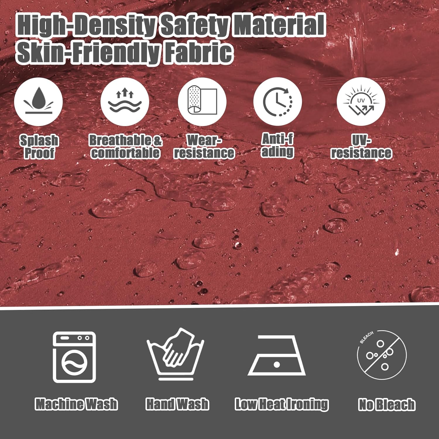 14 Piece Patio Cushion Covers Replacement Splashproof Fade Resistant Outdoor Sofa Slipcovers with Zippers for Sectional, Chair Deck Porch Furniture Protector (Red,23.6x23.6x3.94 Inches)