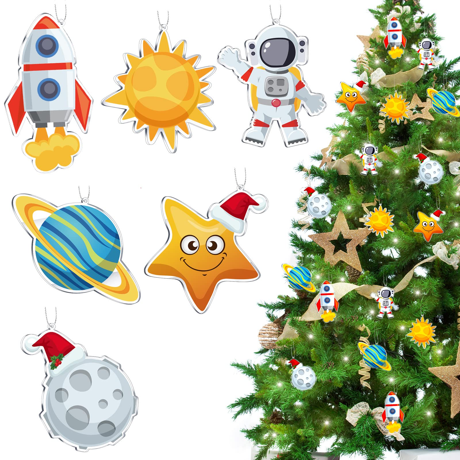 Amazon.co.jp: Lauwell 30ピース クリスマス 宇宙 ギフト 吊り下げ