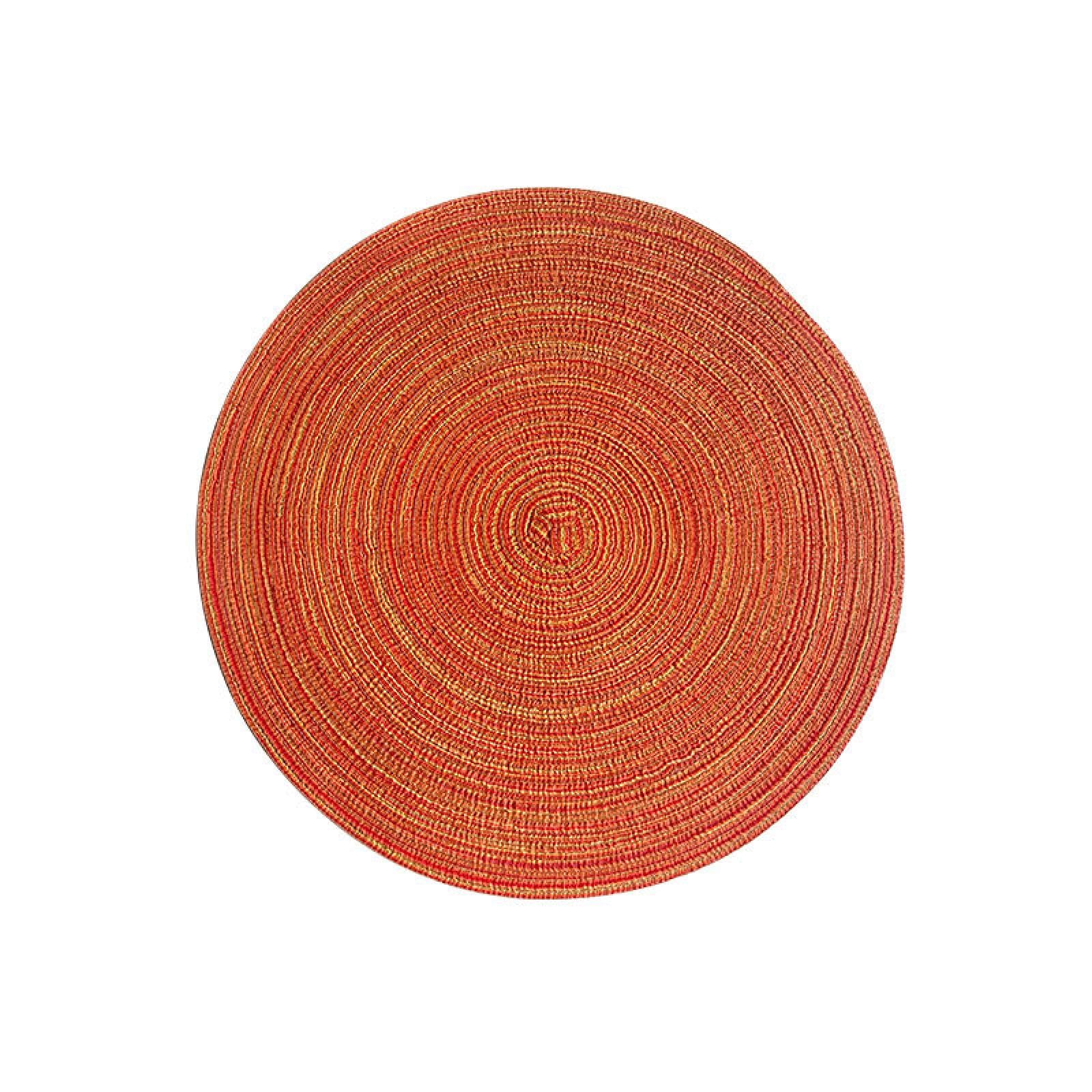 HFANGANGE Imitation Cotton Yarn Material Placemat, Round Ramie Woven Coaster, Heat Insulation Plate Mat, Decorative Prop Mat, Household Anti-scald Mat 3 Pieces, 18cm ≈18g, Orange-red