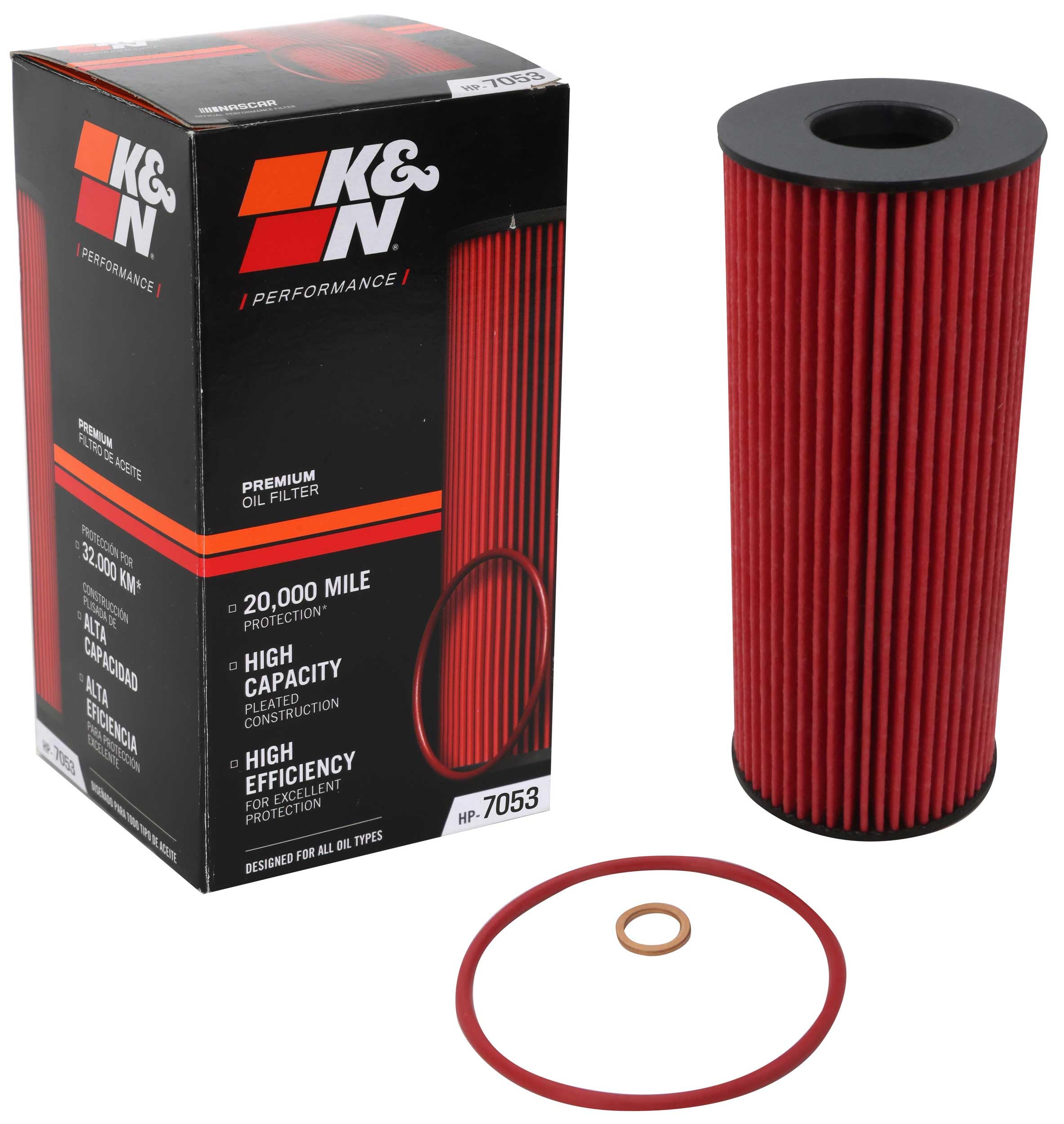 K&N Filtr oleju - seria High Performance kompatybilny z BMW (HP-7053), czerwony