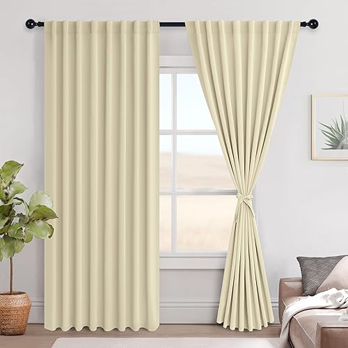 Miniatura 87 de Hiasan Cortinas opacas blancas extra anchas para dormitorio, cortinas opacas térmicas extra anchas de 72 pulgadas de largo, con pestaña trasera,