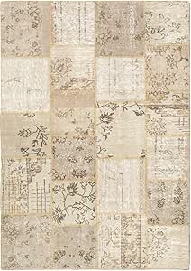 E Carpet Gallery Ottoman Yama Patchwork Hand Knotted Beige Rug 5' x 7' 5' x 7' beige Area Rug