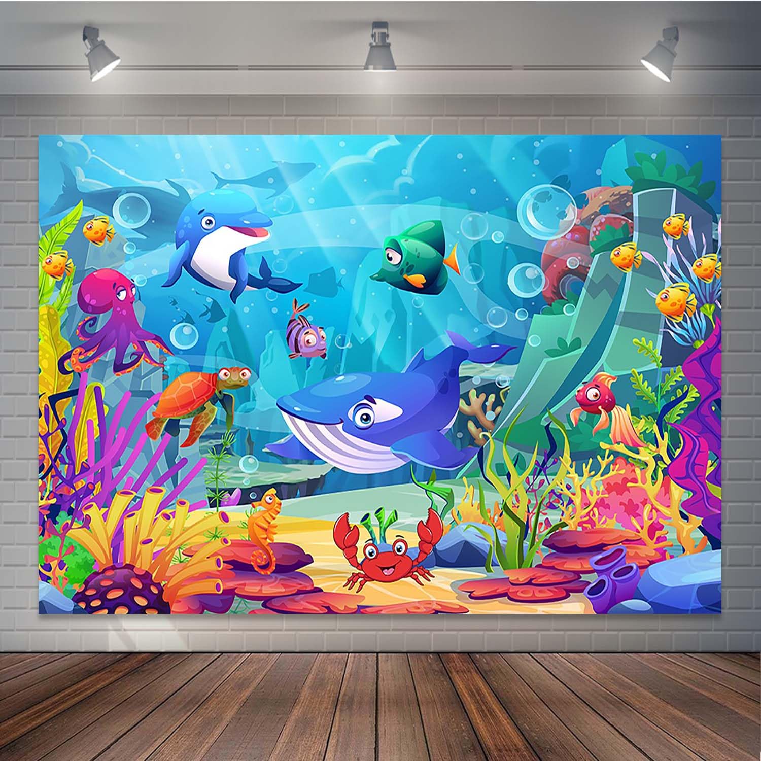 Joliaco Under The Sea Backdrop Ocean Animals Birthday Party Decorations Background Underwater World Sea Life Kids Birthday Party Cake Table Banner