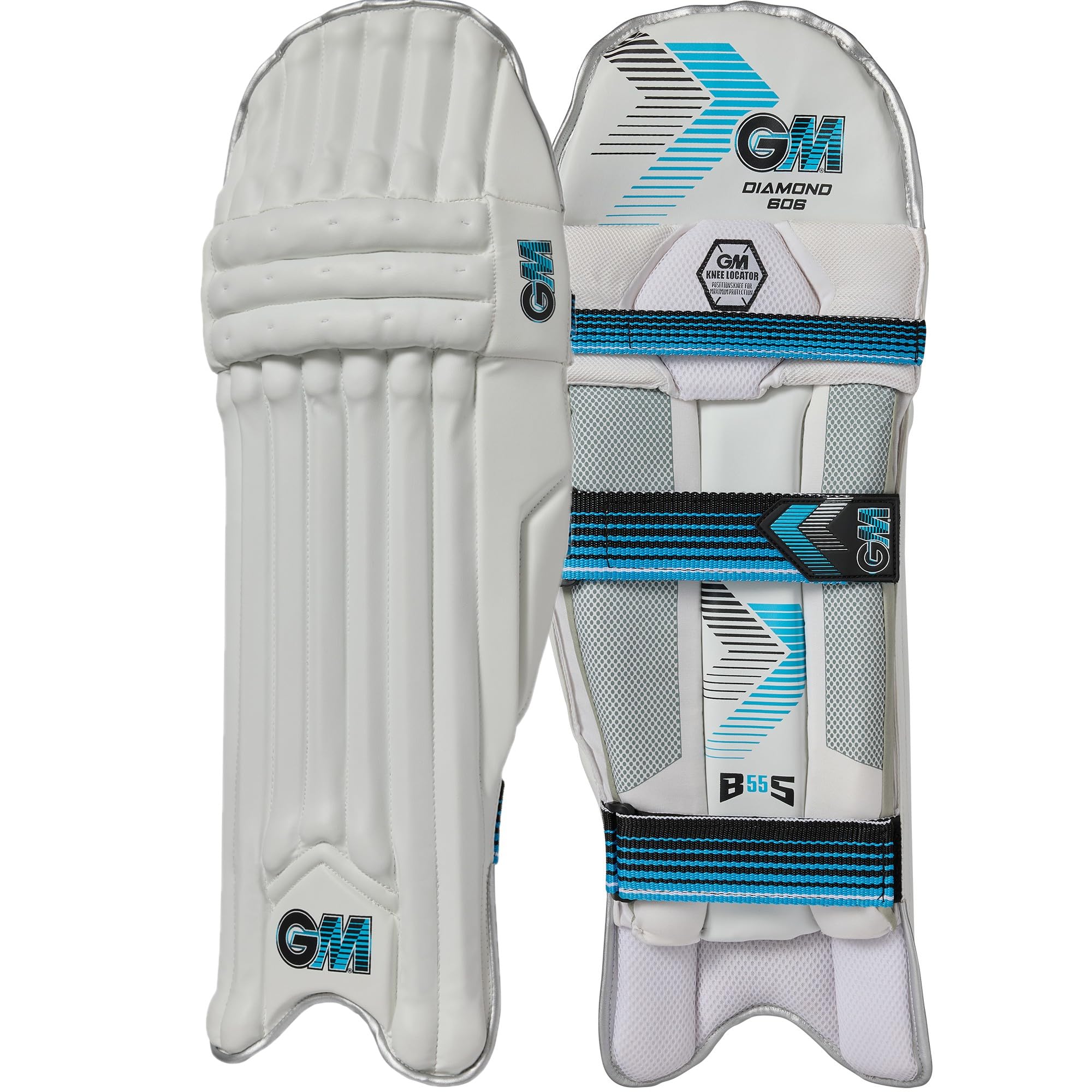 GM | Ben Stokes Diamond 606 Cricket Batting Pads | Traditional Cotton & Cane | Extra Small Adult Right Handed - 16.5" From Top of Instep to Middle of Knee | Approx 1.85 kg per Pair | 1 Pair | White