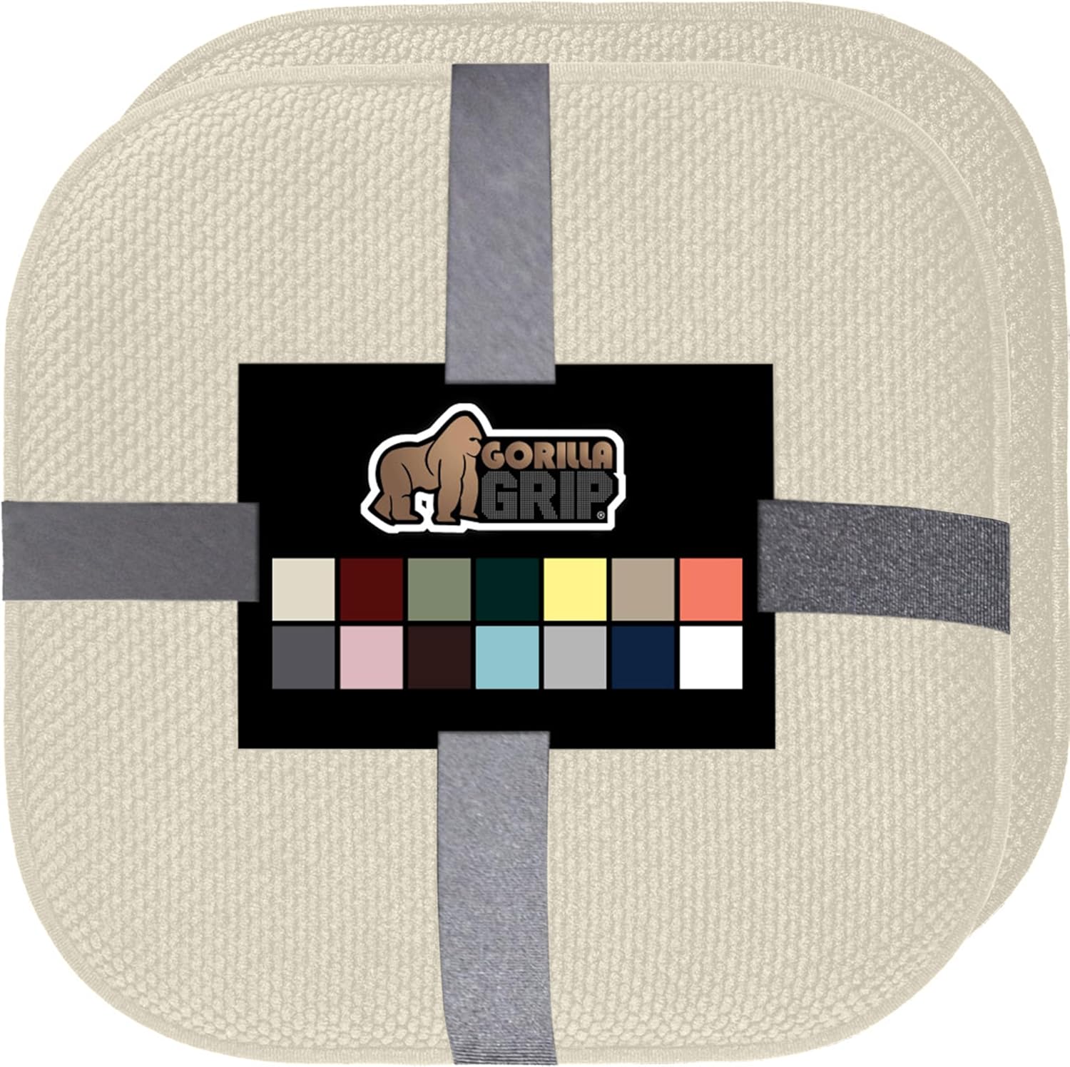 GORILLA GRIP Slip Resistant Chair Cushions, No Ties Required, Memory Foam Pads for Dining Room, Kitchen Table, Office, Rocking Chairs, Plush Seat Cover Cushion Pad, Home Decor, Set of 2 16x16, Cream