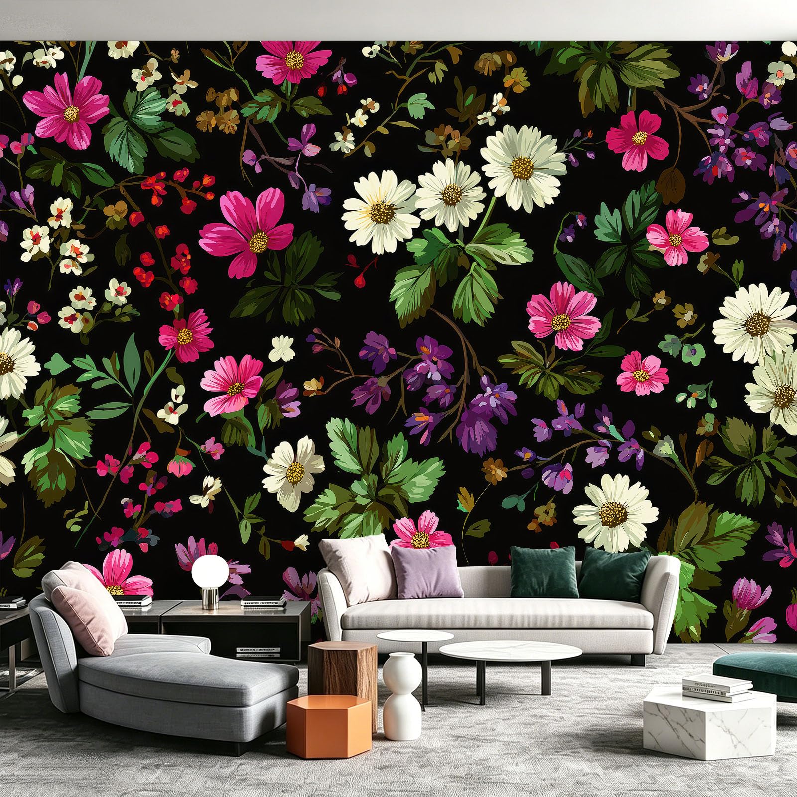 WTD - Papel pintado fotográfico (250 x 175 cm), diseño de flores de colores