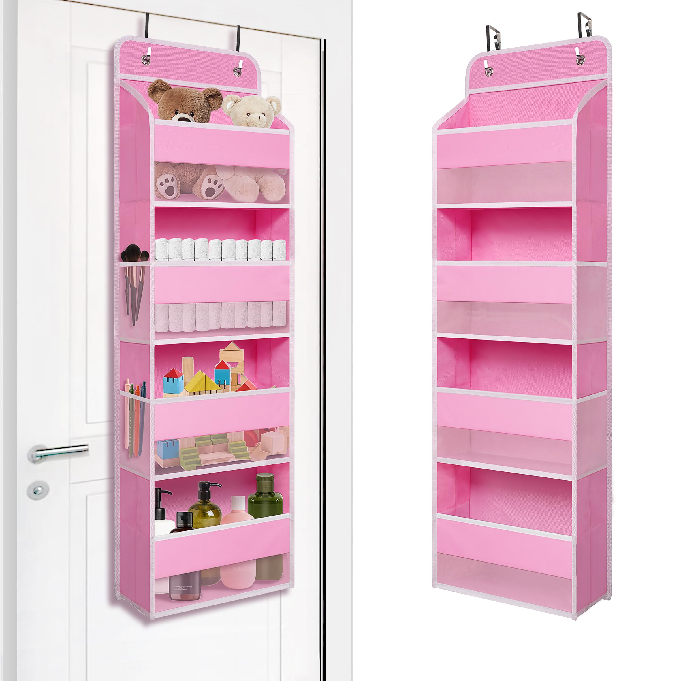 TYMENSH Over The Door Hanging Organizer with 4 Large Pockets – Closet, Bathroom, Nursery, Bedroom, Dorm Storage for Toys, Cosmetics, and Baby