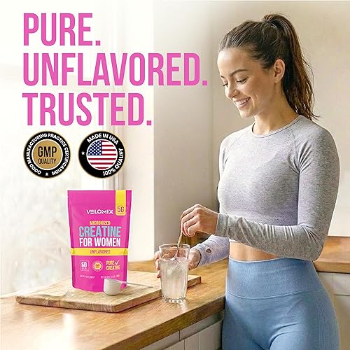 Miniatura 8 de VELOMIX Creatine for Women - 100% Pure Micronized Creatine Monohydrate for Women | Supports Glute, Lean Muscles, Recovery, & Strength | 300g Per