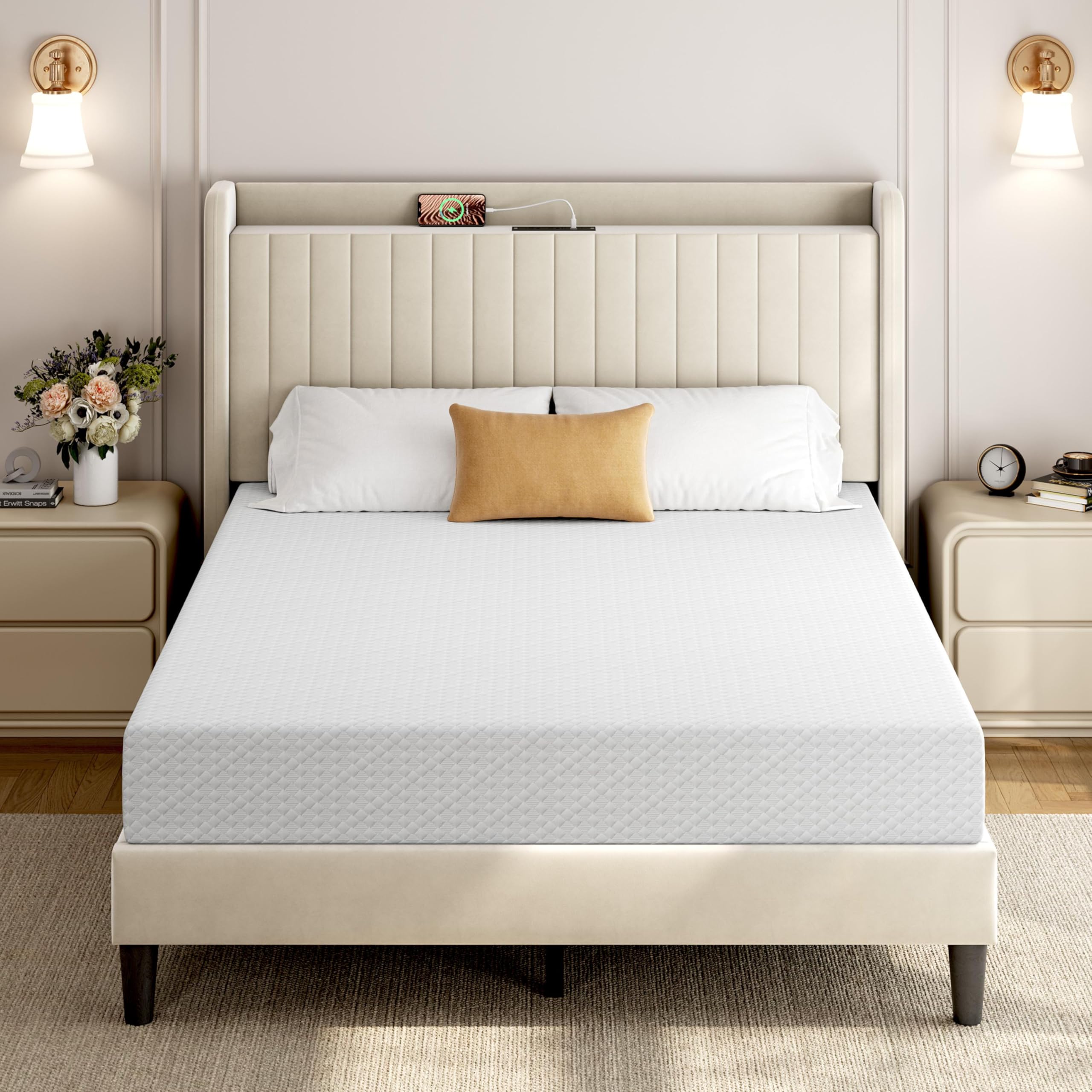 Yaheetech 8 Inch Queen Mattress, 3-Layer Cooling Gel Memory Foam Mattress