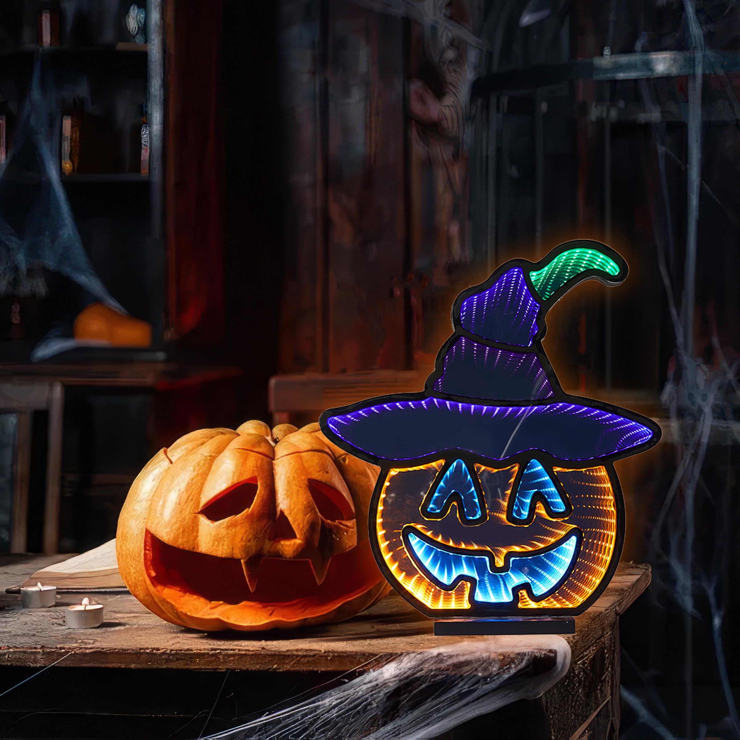 COIZYZZL Special 3D LED Infinity Lights Pumpkin with Hat