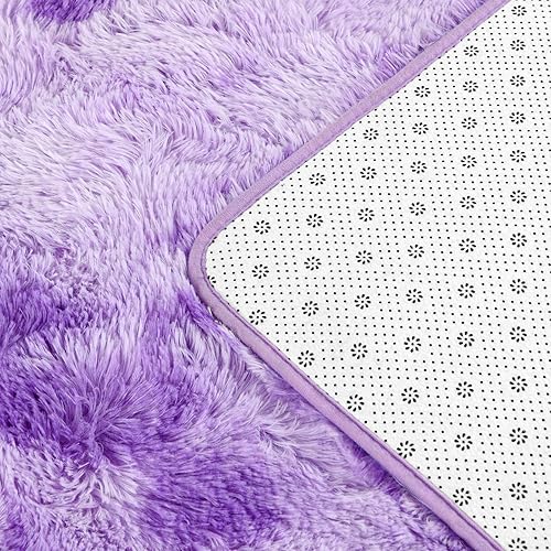 Miniatura 6 de Alfombras grandes de felpa de 5 x 8 pies, alfombras peludas de felpa teñidas para sala de estar, alfombras peludas ultra suaves y esponjosas para