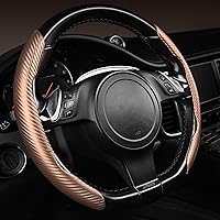 Vista 2 de CAR PASS Funda de volante de fibra de carbono, protector de rueda segmentada, accesorios deportivos antideslizantes para automóvil, ajuste universal