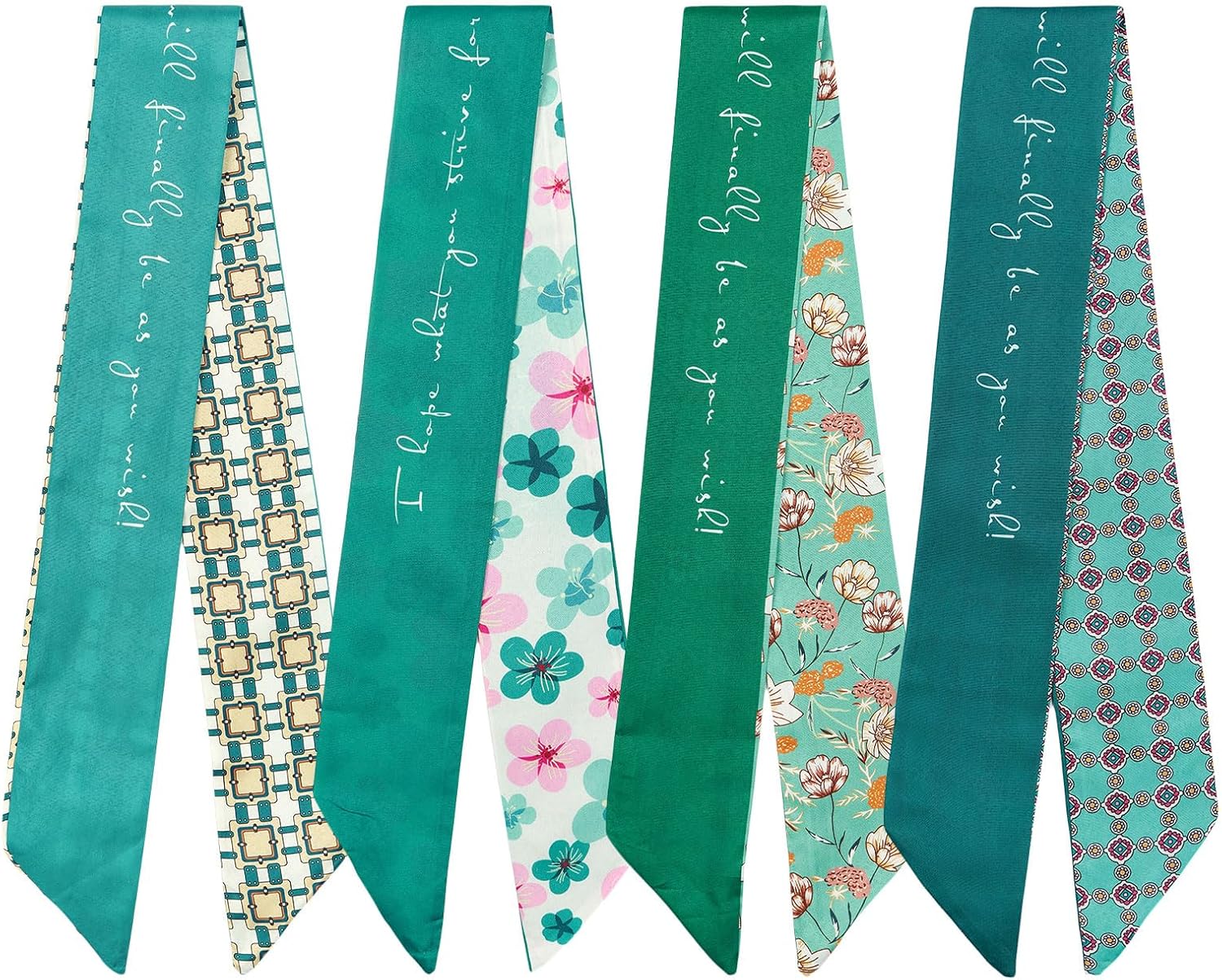 4 Pack Purse Scarf Handbags Skinny Twill Hair Scarves Narrow Neck Scarf Band Women Fashion Accessories Bag Charms - Image 7