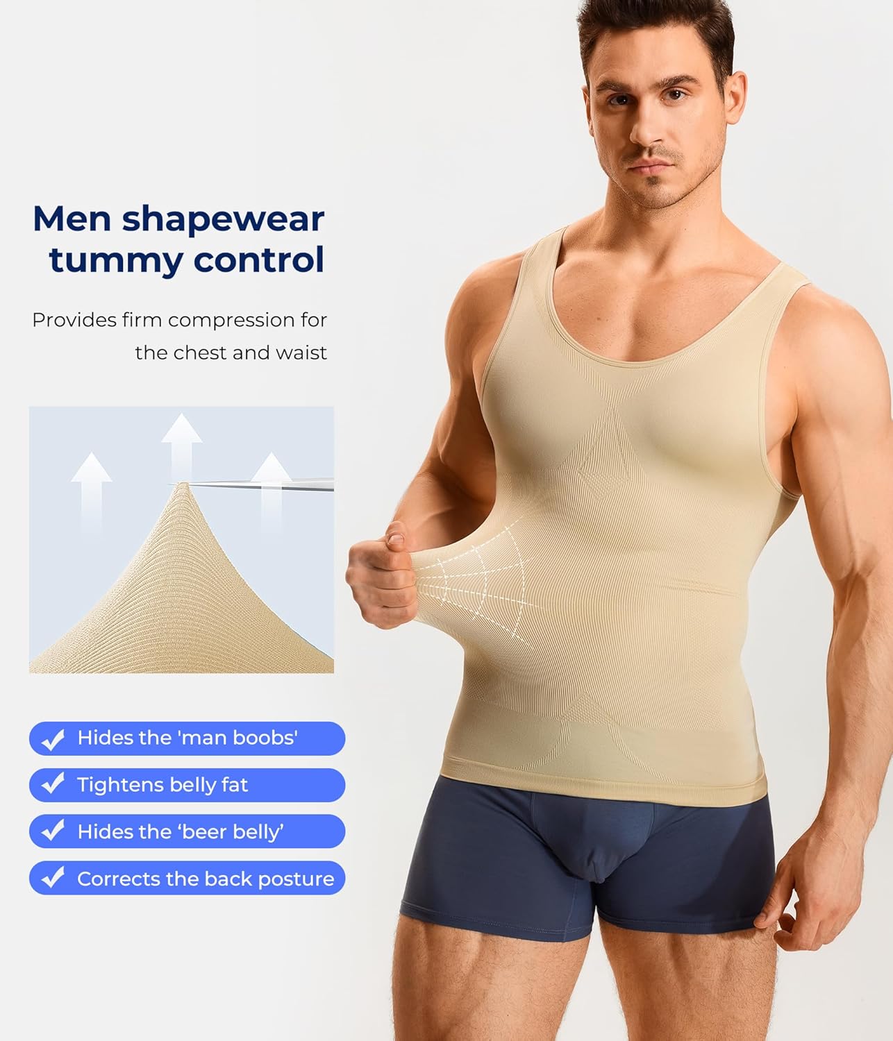 TAILONG Compression Shirts for Men Shapewear Slimming Body Shaper Waist Trainer Vest Workout Tank Tops Abdomen Undershirts - Image 3