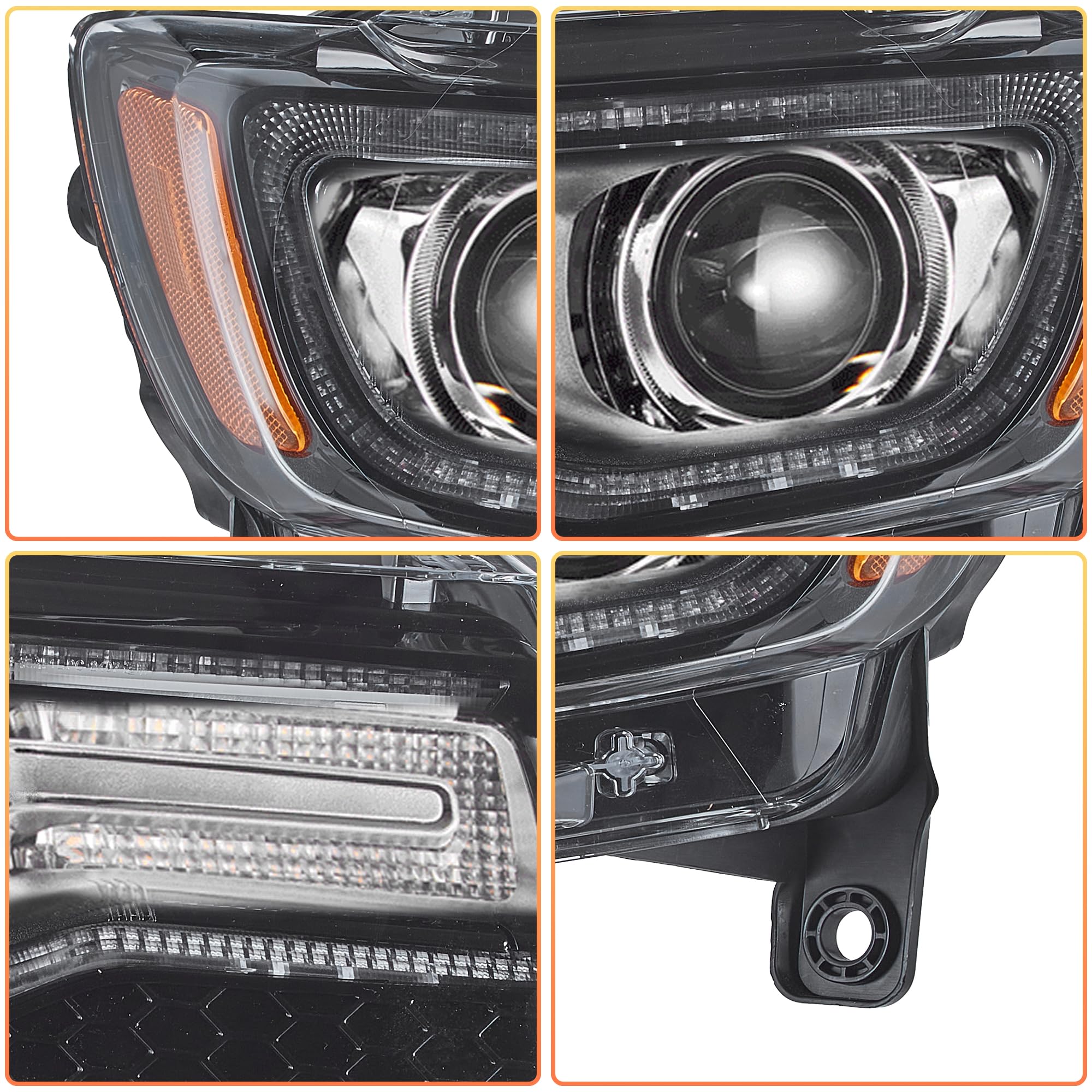 Reflektor LED Grand Cherokee WK2 2011 2012 2013 z dynamicznym wyświetlaczem po stronie kierowcy i pasażera, chromowany