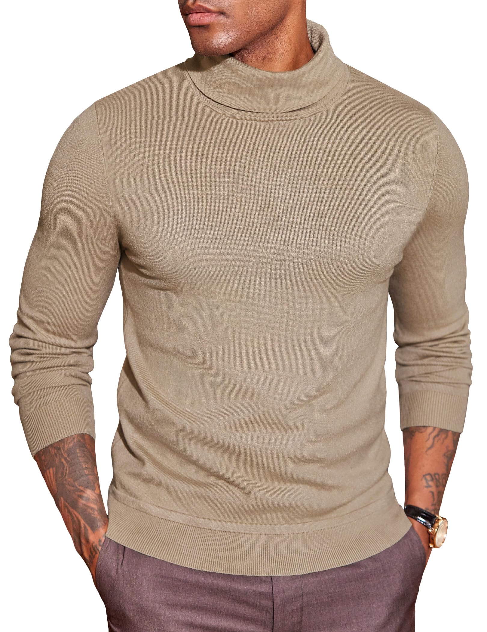 COOFANDY Herren Rollkragenpullover Leicht Rollkragenshirt Rolli Langarm Strickpullover Slim Fit Pullover Turtleneck Sweater Unterziehrolli