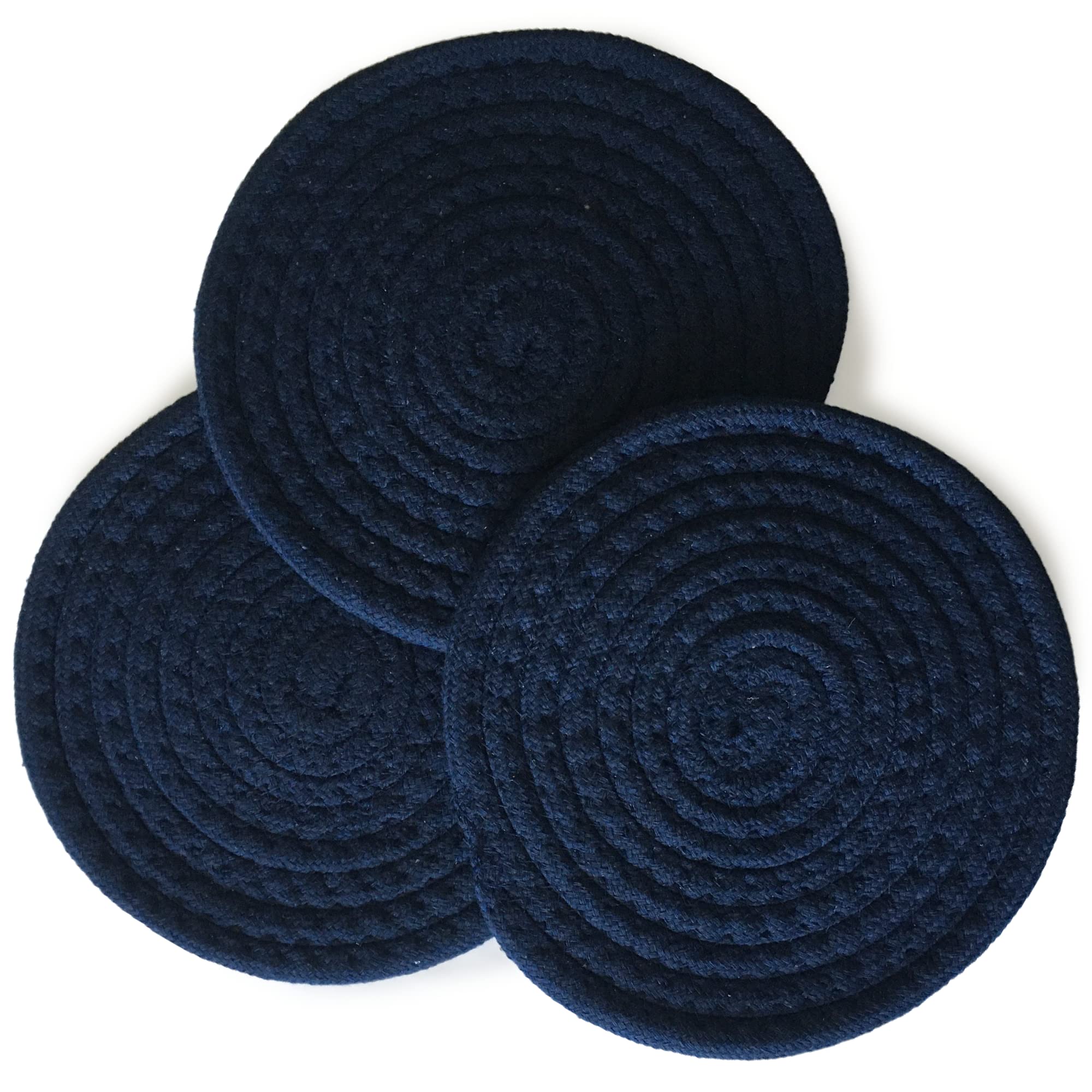 Kitchen Discovery8" 100% Cotton Trivets-Set of 3-Navy Blazer
