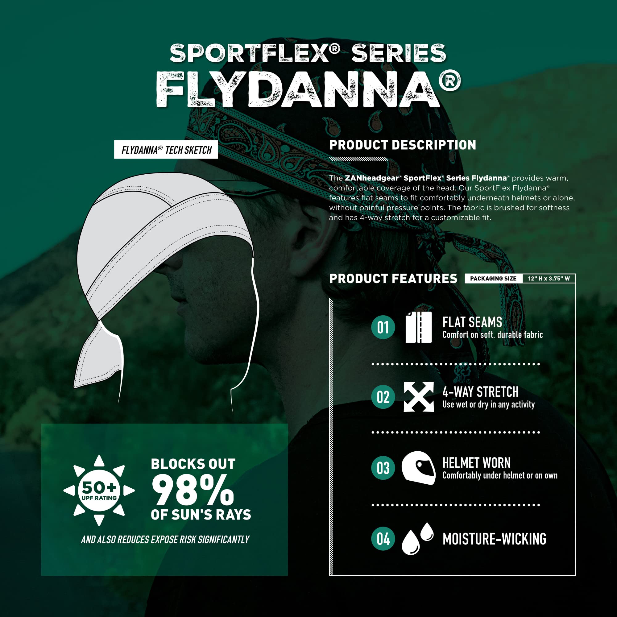 Zanheadgear® Flydanna® SportFlex® Black & White Tie Dye