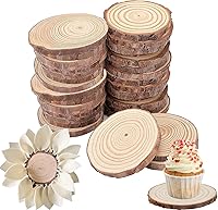 Vista 8 de ZOENHOU 40 piezas de rebanadas de madera natural de 3.5 a 4 pulgadas para manualidades, posavasos de círculos de madera sin terminar con corteza