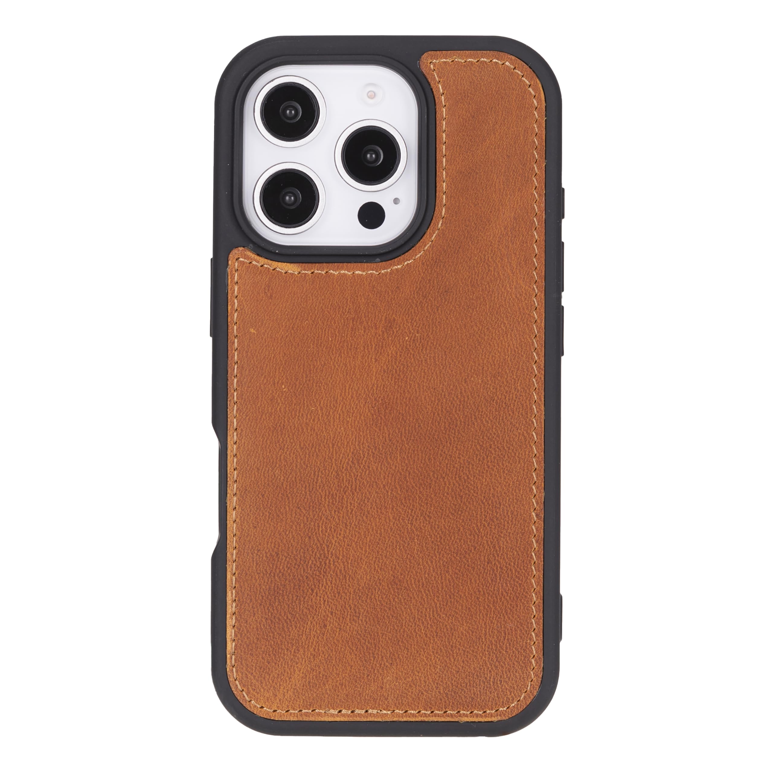 Funda tipo cartera de piel auténtica compatible con iPhone 16 Pro, carga inalámbrica magnética (compatible con MagSafe), funda tipo libro con tarjetero, bloqueo RFID, soporte, 6.3 pulgadas (marrón